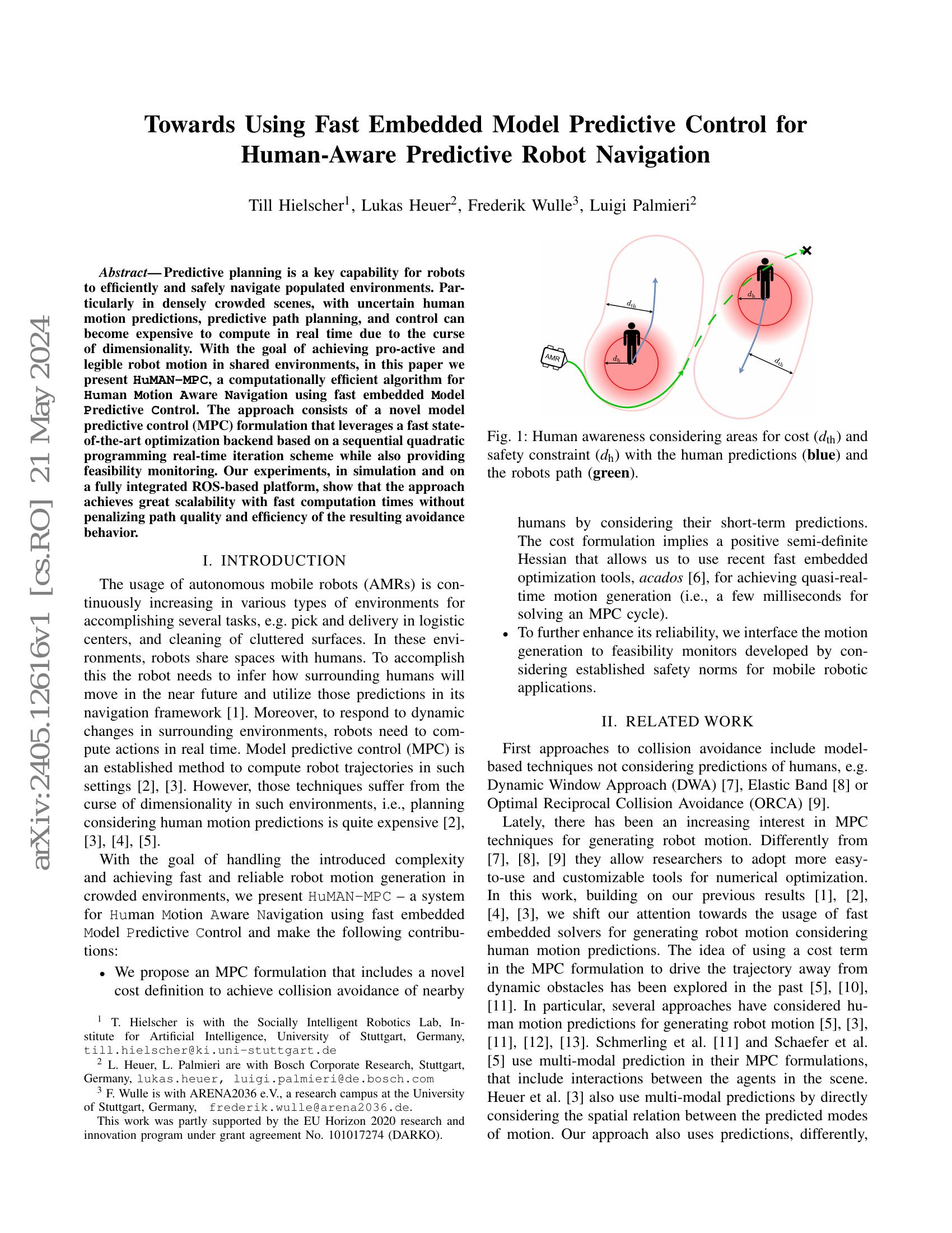 Towards Using Fast Embedded Model Predictive Control for Human-Aware ...