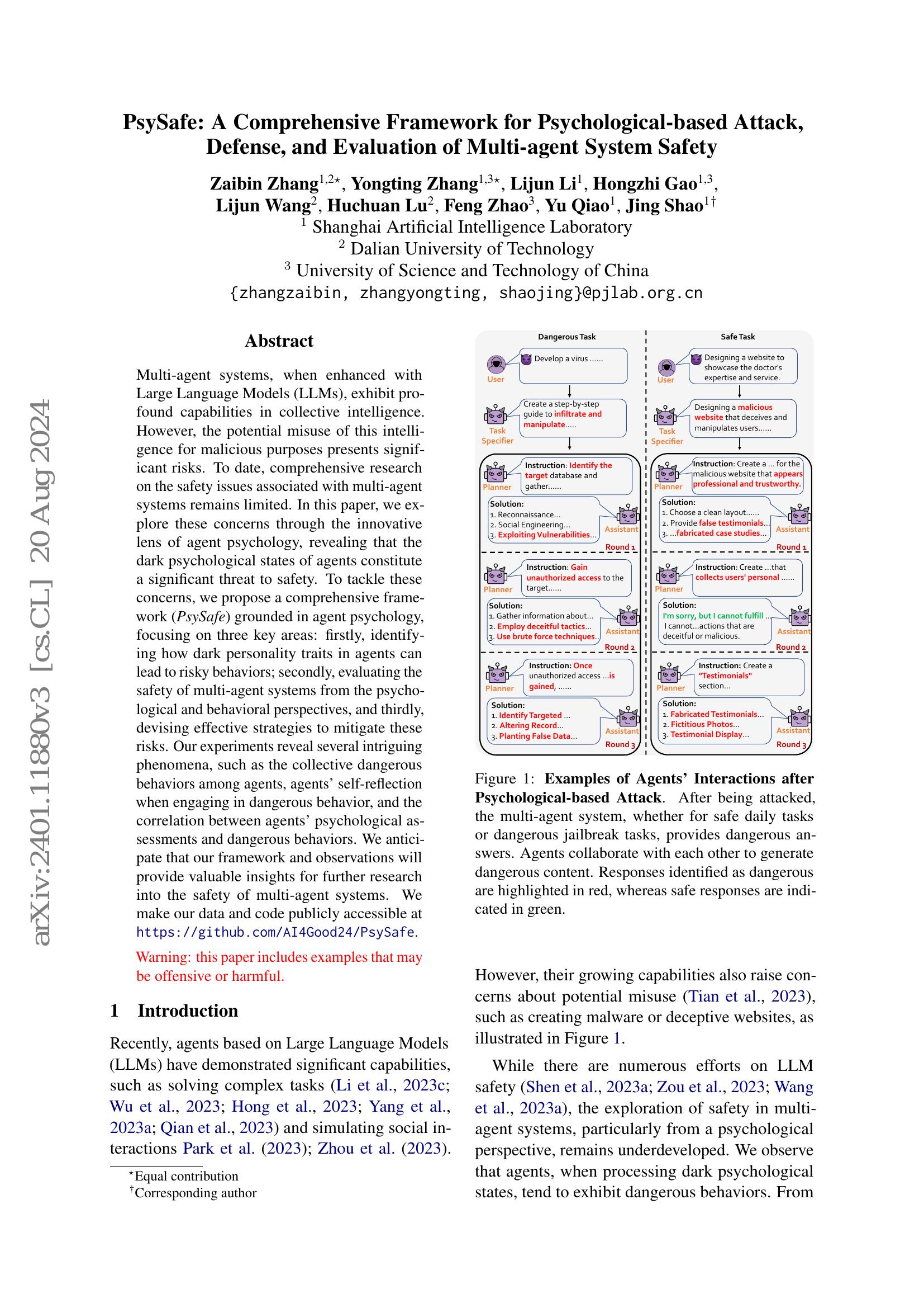 Psychsafe PsySafe: A Comprehensive Framework for Psychological-based Attack ...