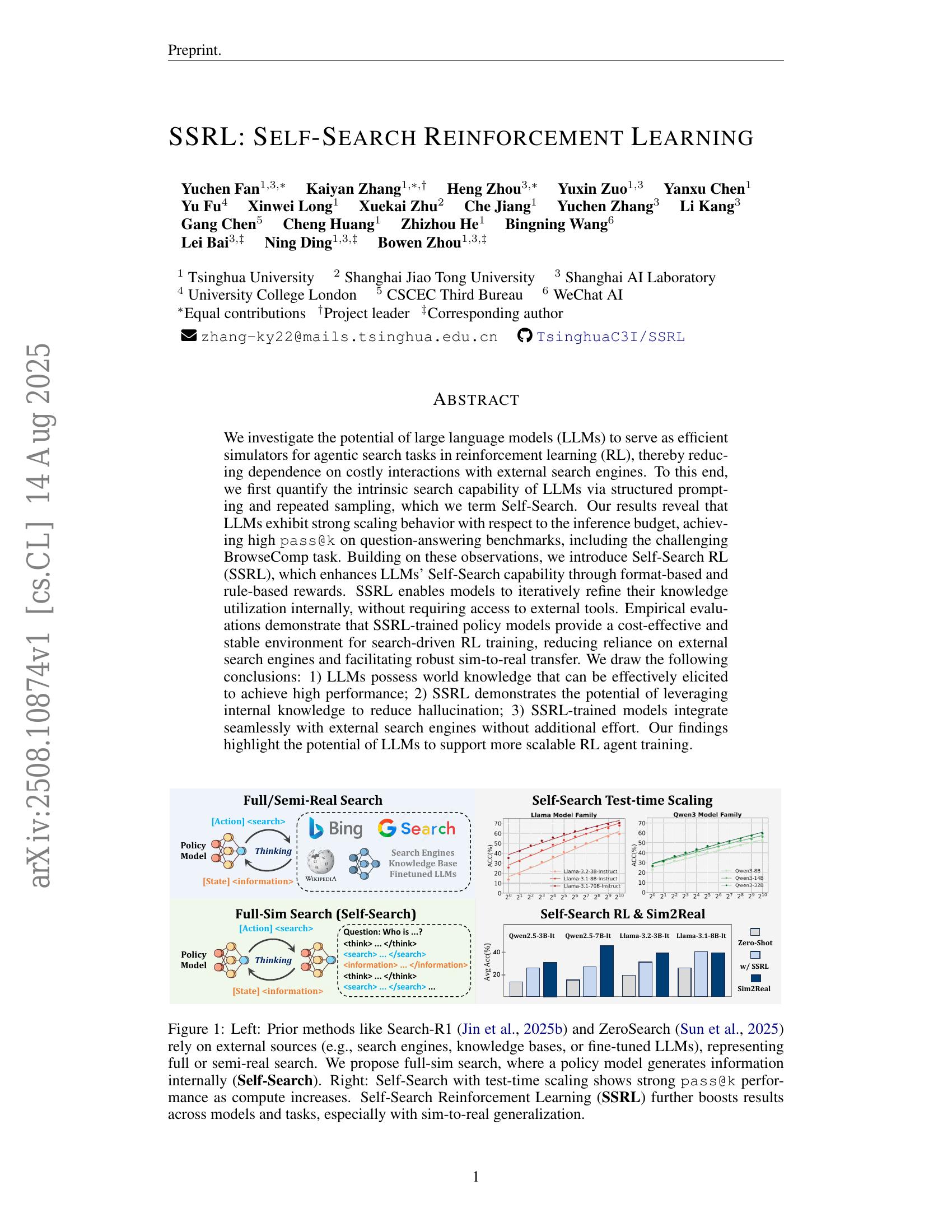 Ssrl Frame SSRL: Self-Search Reinforcement Learning - 智源社区论文