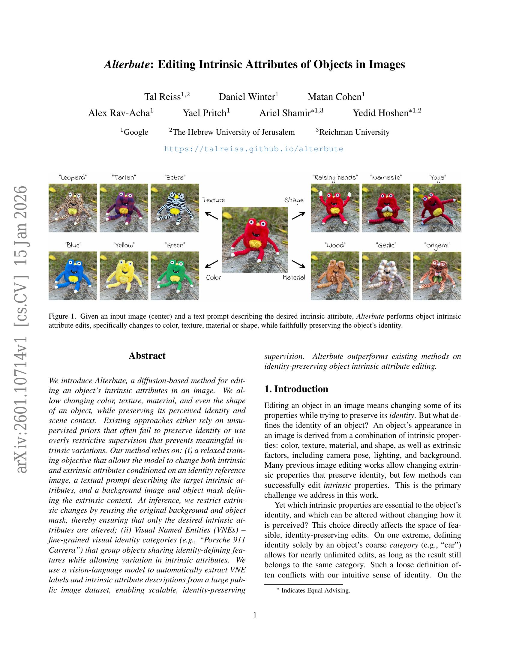 Alterbute: Editing Intrinsic Attributes of Objects in Images - 智源社区论文