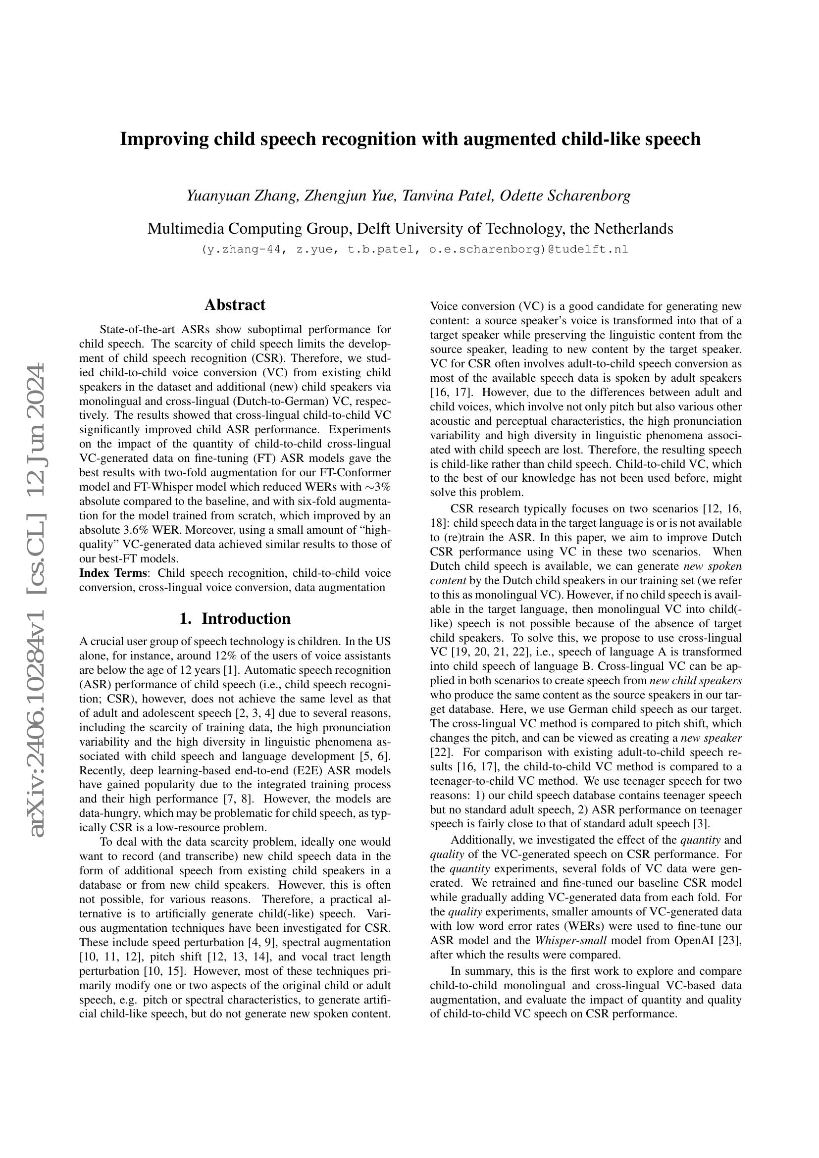 Improving child speech recognition with augmented child-like speech - 智 ...