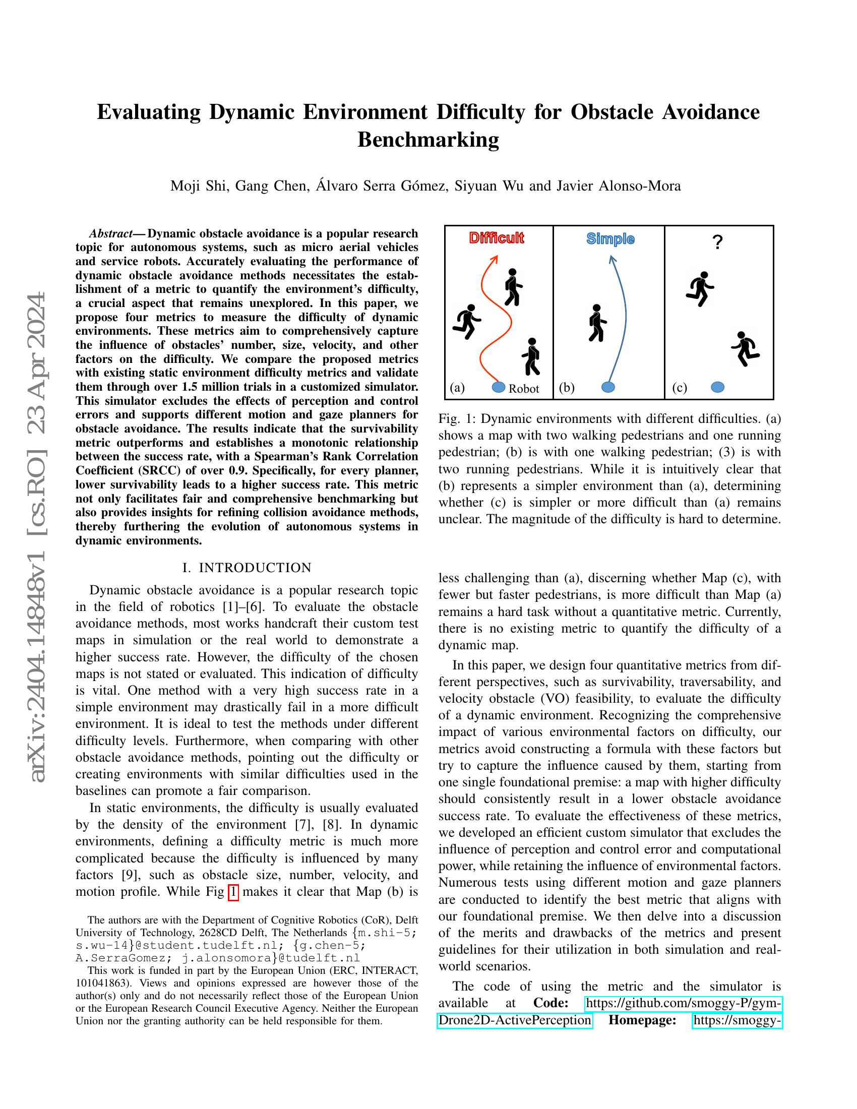 Evaluating Dynamic Environment Difficulty for Obstacle Avoidance ...