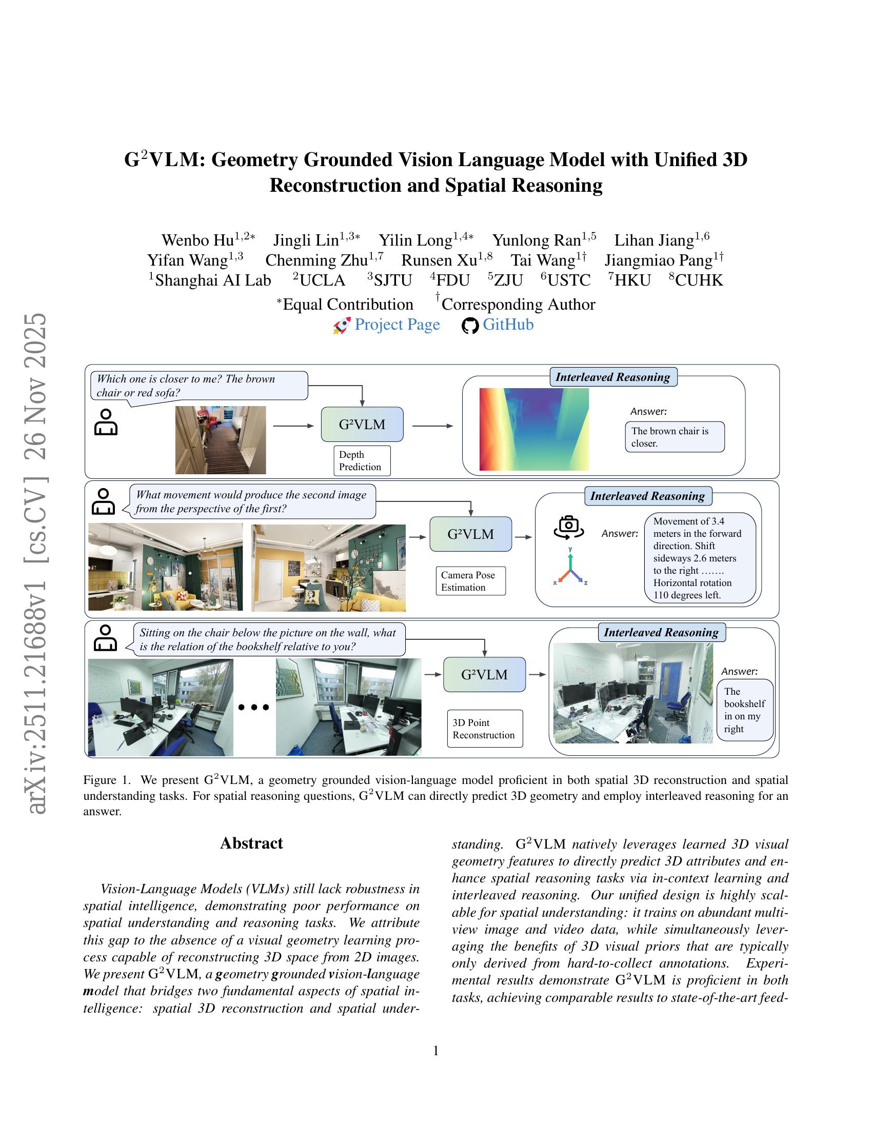 G$^2$VLM: Geometry Grounded Vision Language Model with Unified 3D ...