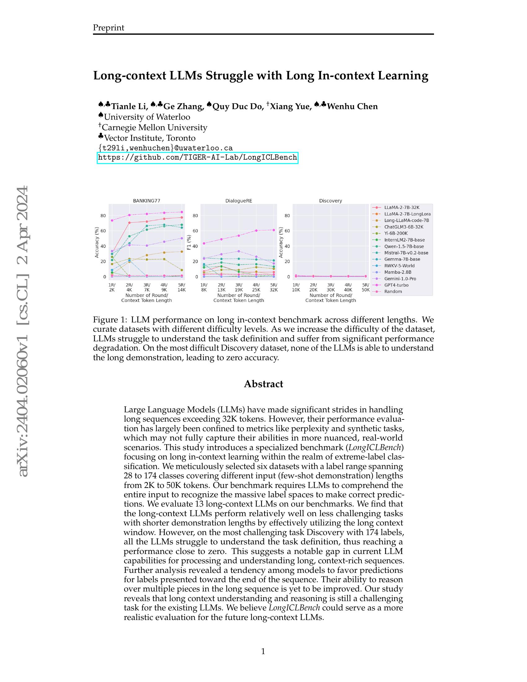 Long-context LLMs Struggle with Long In-context Learning - 智源社区论文