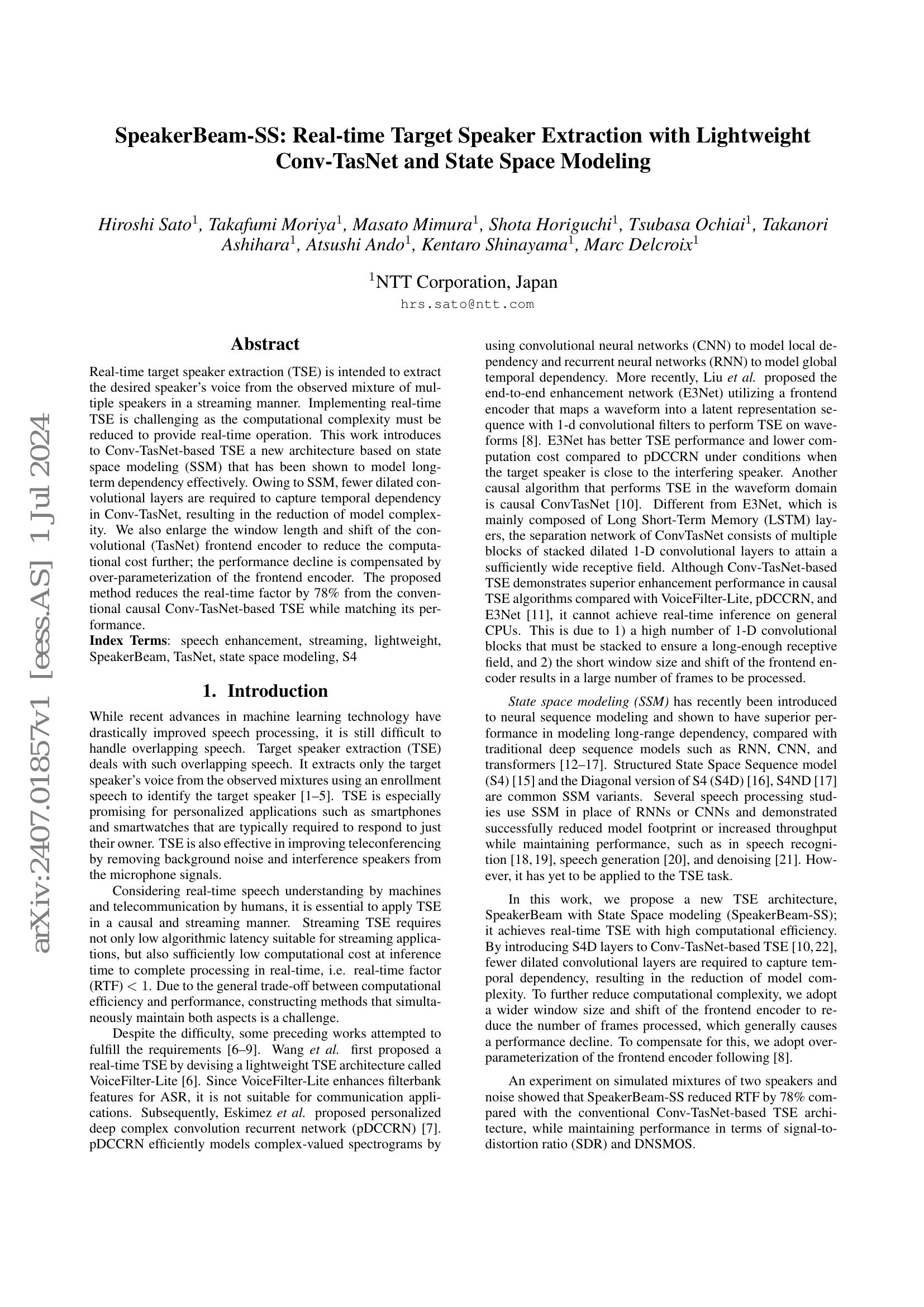 SpeakerBeam-SS: Real-time Target Speaker Extraction with Lightweight ...