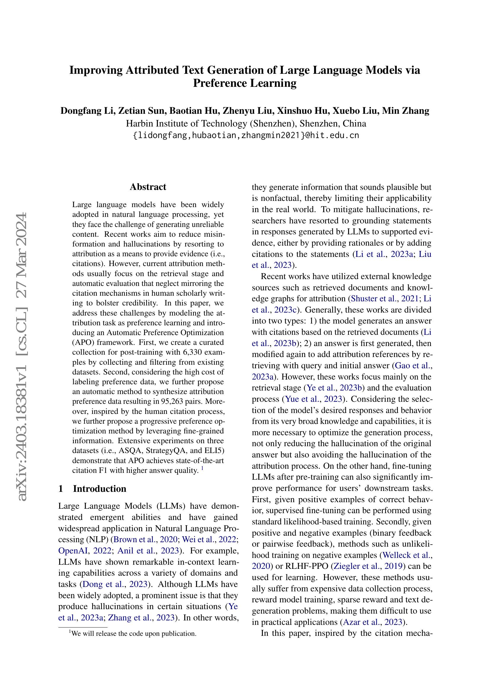 Improving Attributed Text Generation of Large Language Models via ...