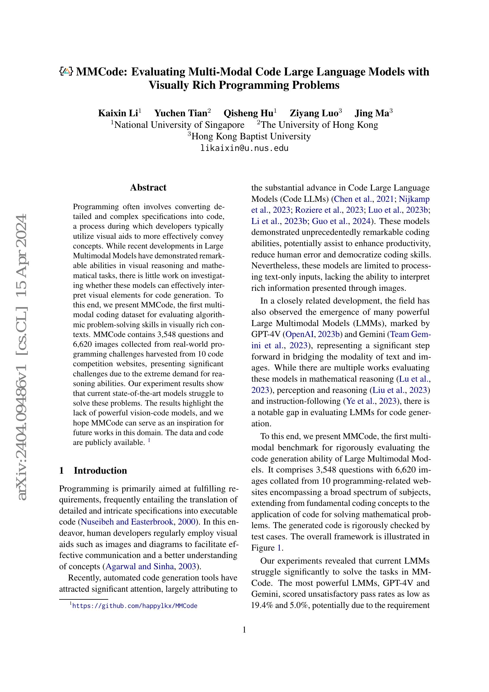 MMCode: Evaluating Multi-Modal Code Large Language Models with Visually ...