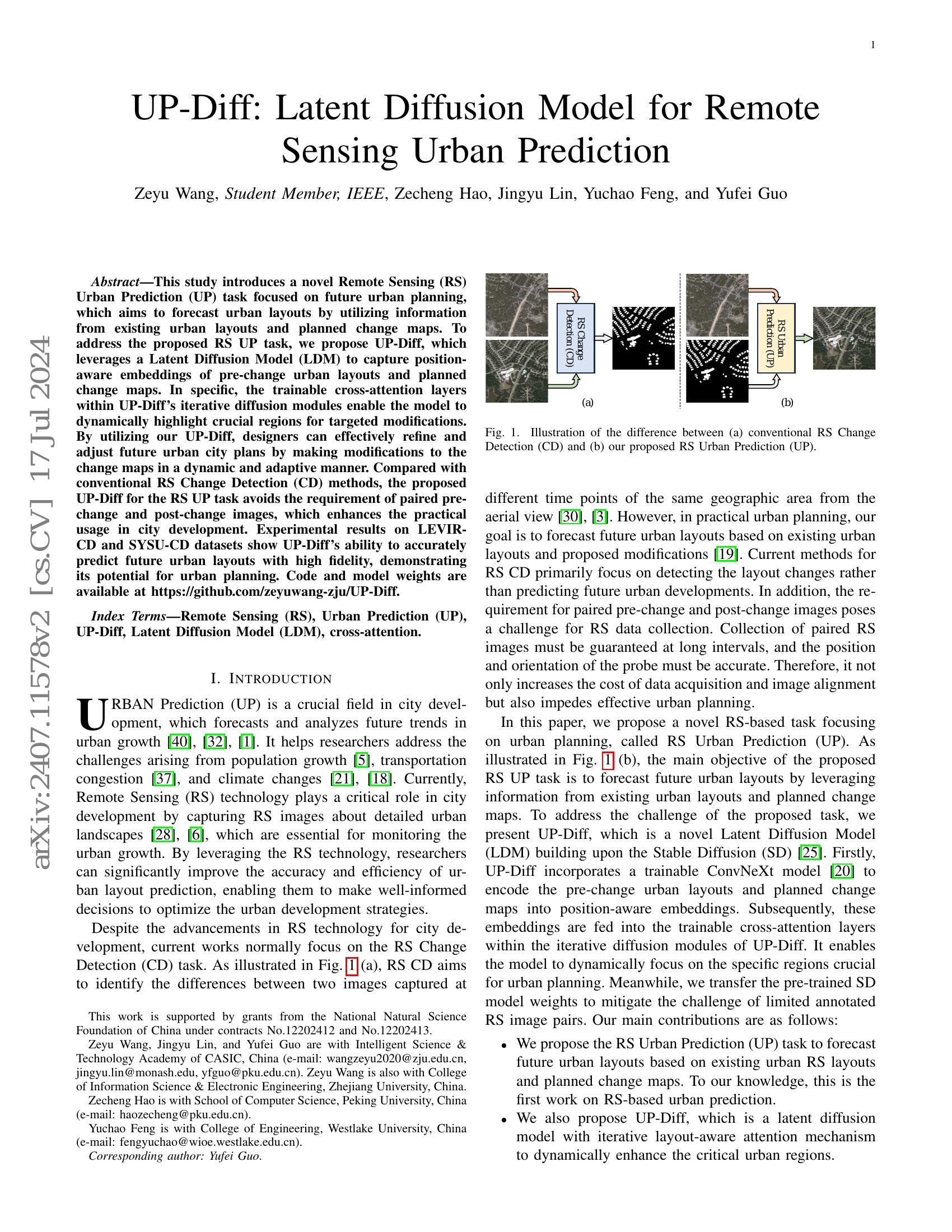 UP-Diff: Latent Diffusion Model for Remote Sensing Urban Prediction - 智 ...