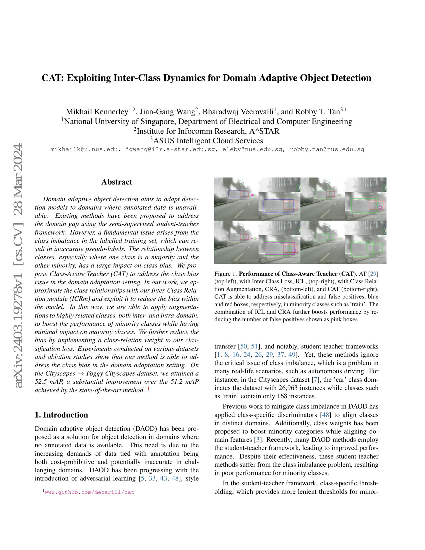 CAT: Exploiting Inter-Class Dynamics for Domain Adaptive Object ...