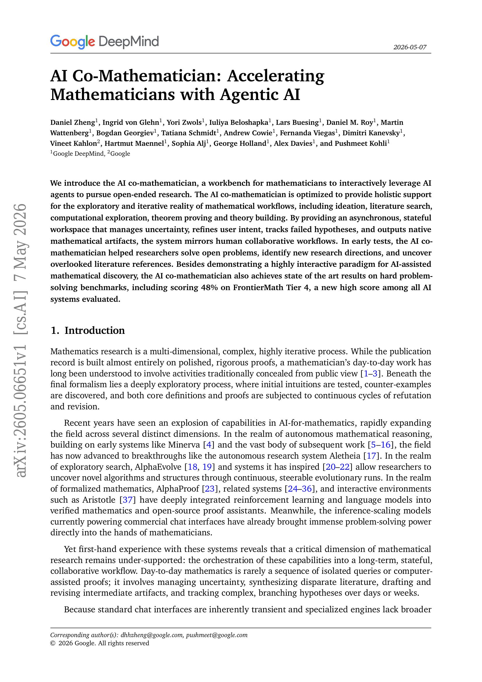AI Co-Mathematician: Accelerating Mathematicians with Agentic AI - 智源社区论文
