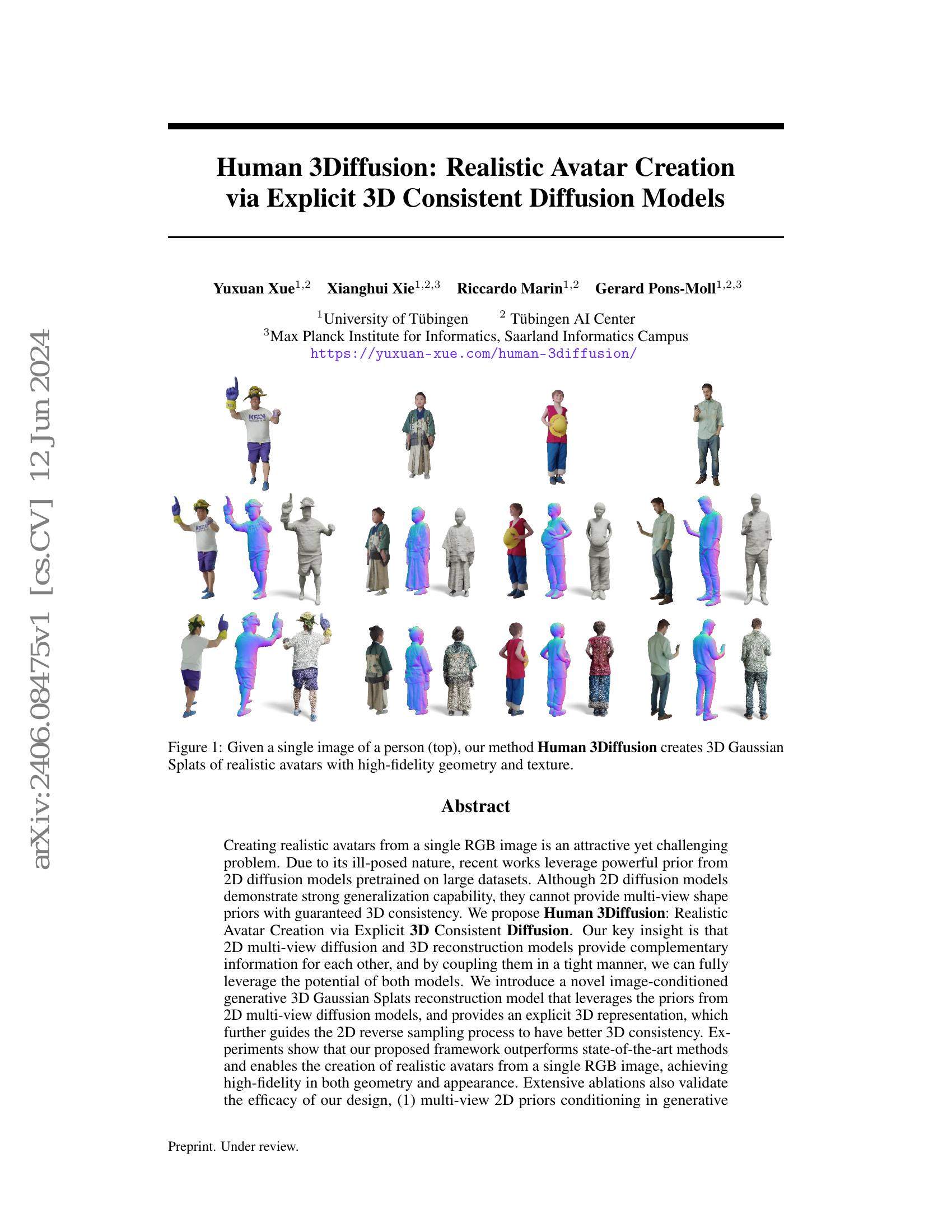 Dsaurus Human 3Diffusion: Realistic Avatar Creation via Explicit 3D Consistent ...