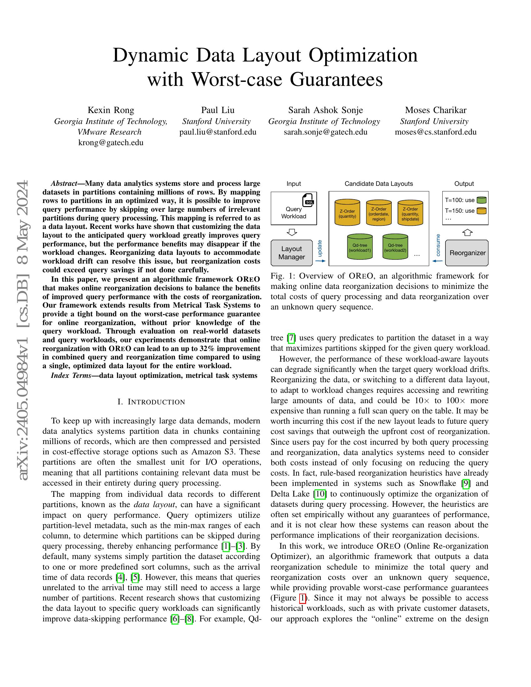 Dynamic Data Layout Optimization with Worst-case Guarantees - 智源社区论文
