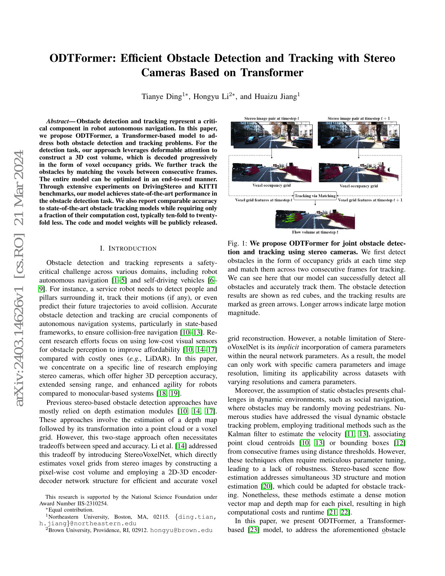 ODTFormer: Efficient Obstacle Detection and Tracking with Stereo ...