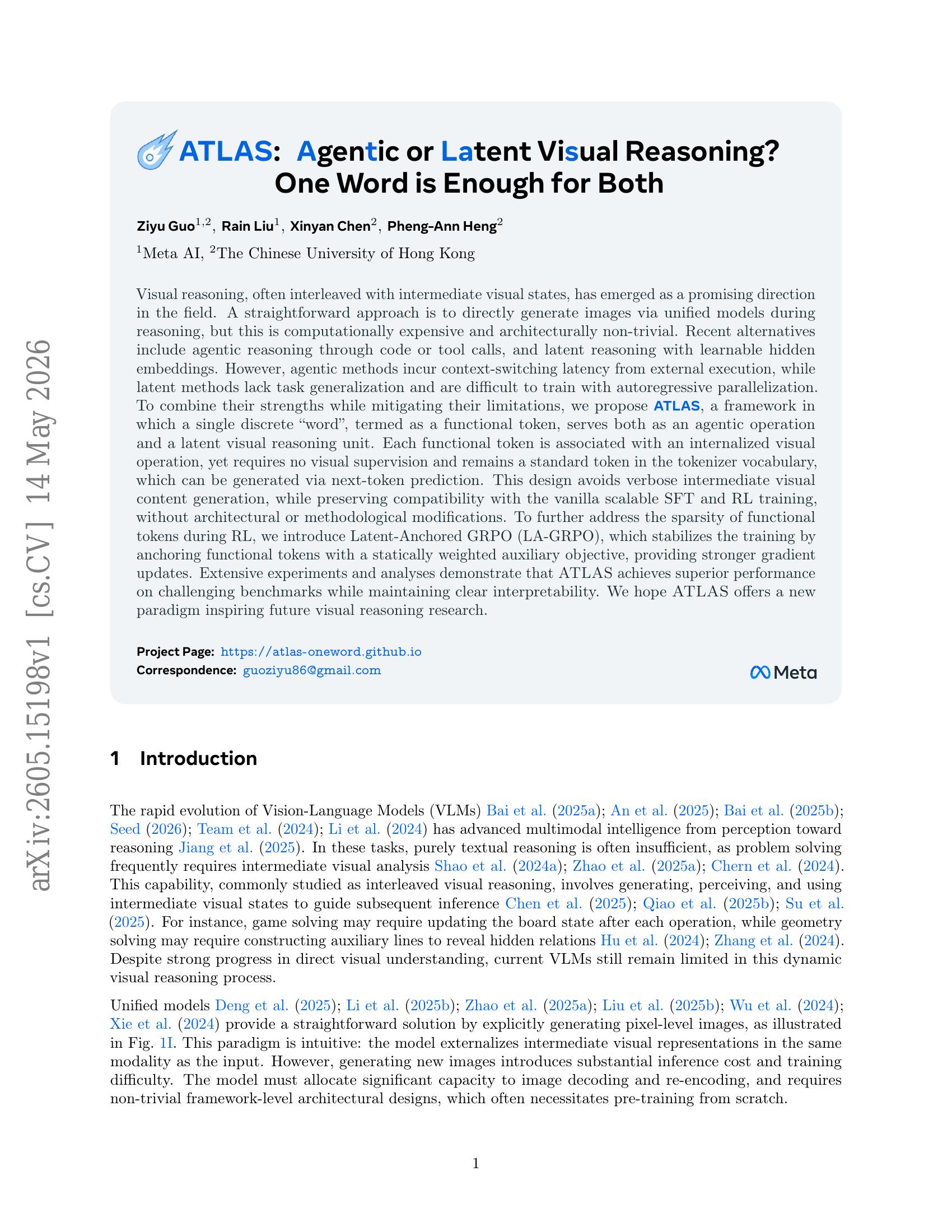 ATLAS: Agentic or Latent Visual Reasoning? One Word is Enough for Both ...