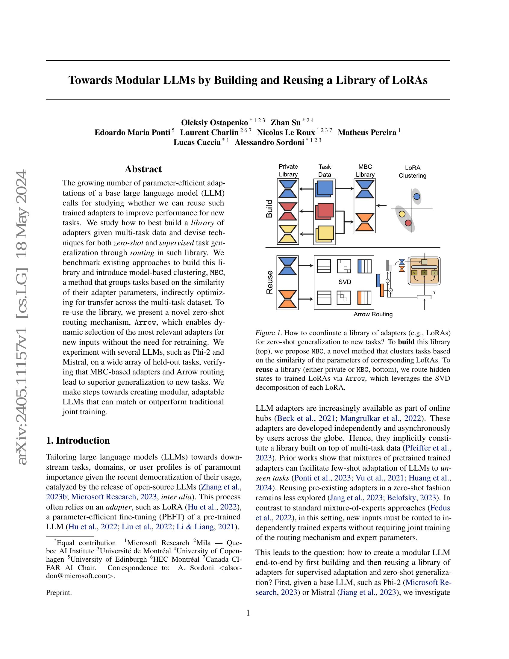 Towards Modular LLMs by Building and Reusing a Library of LoRAs - 智源社区论文