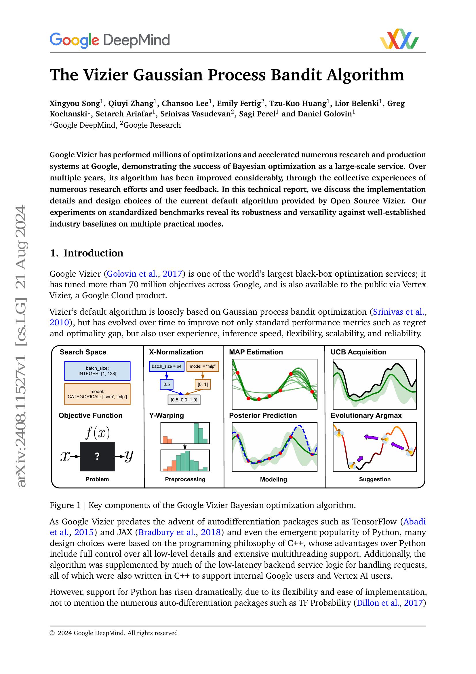 The Vizier Gaussian Process Bandit Algorithm - 智源社区论文
