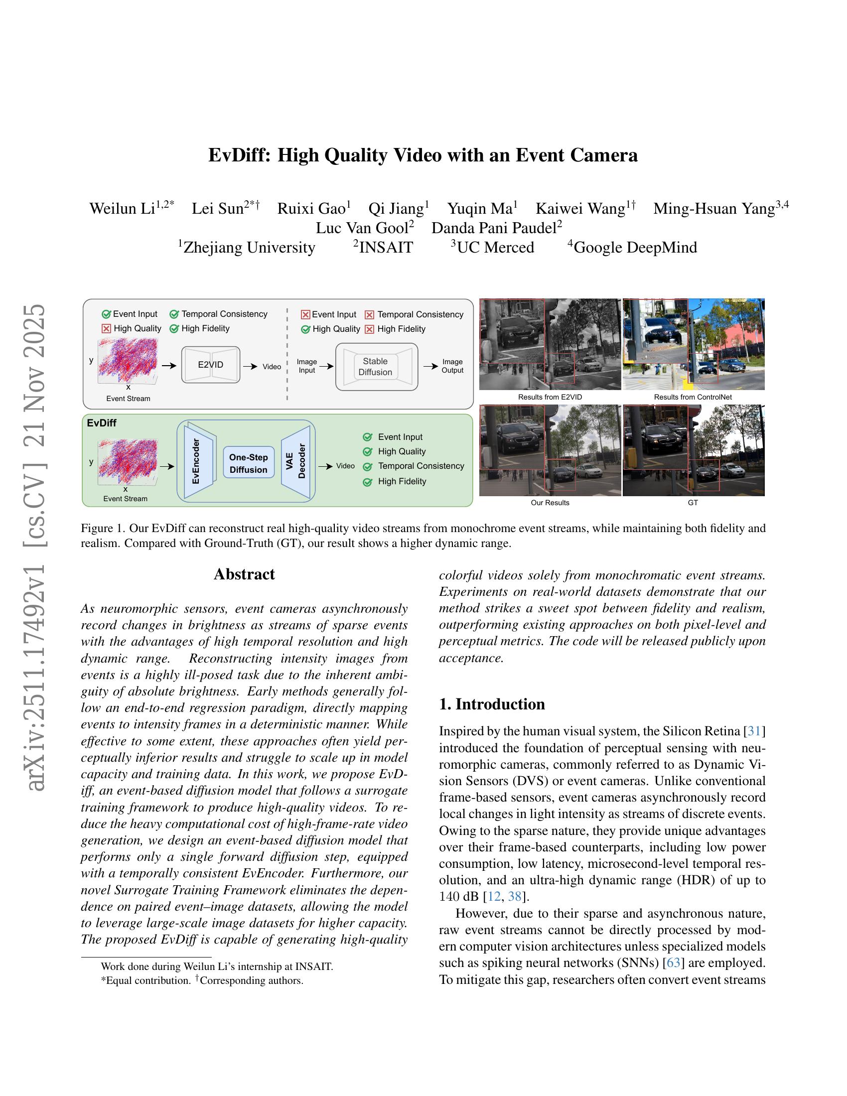 EvDiff: High Quality Video with an Event Camera - 智源社区论文