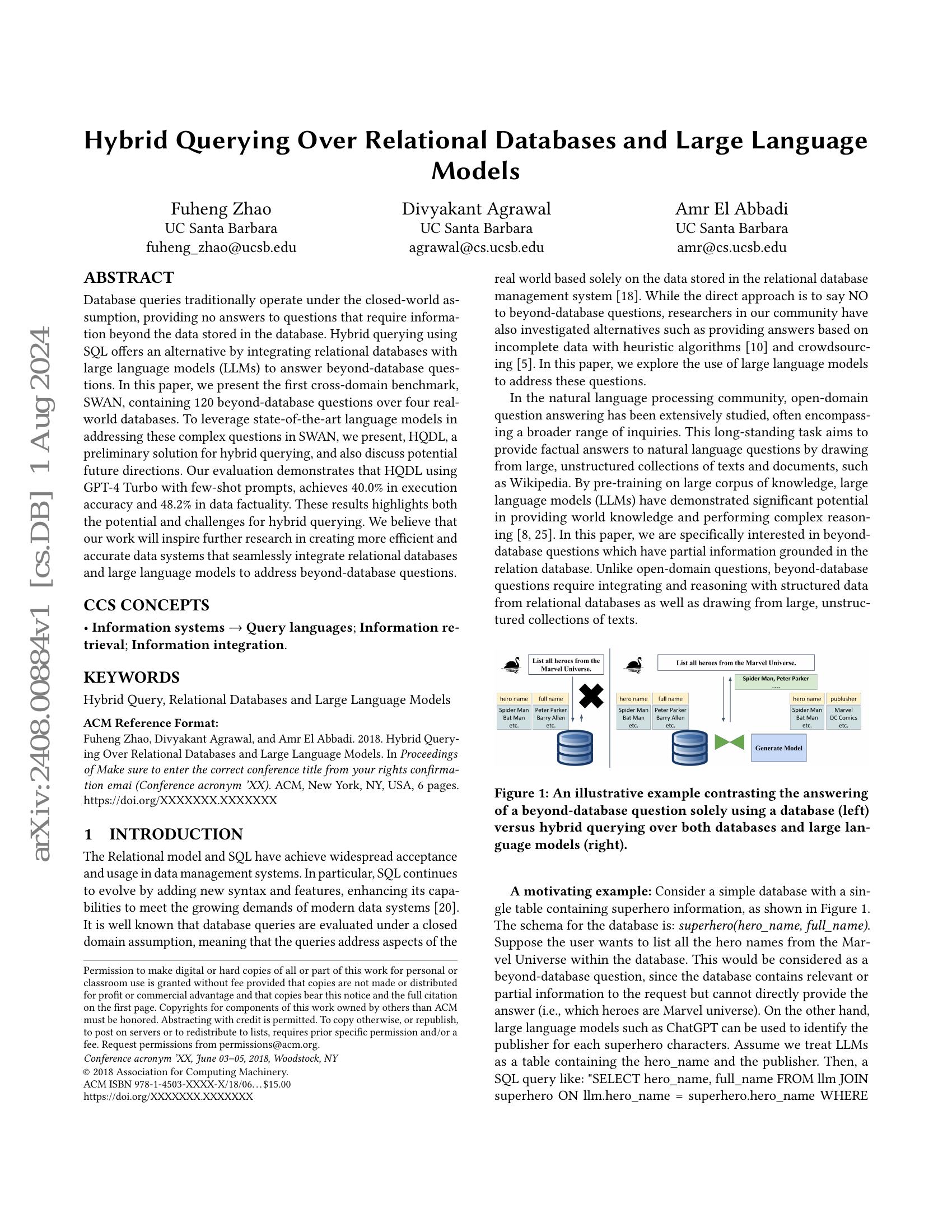 Hybrid Querying Over Relational Databases and Large Language Models - 智 ...