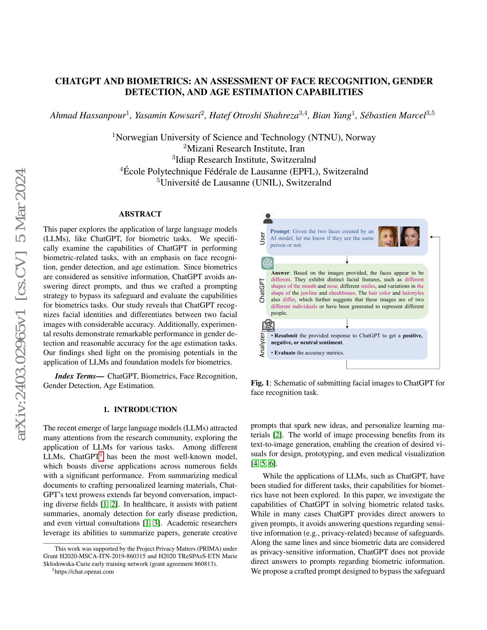 ChatGPT and biometrics: an assessment of face recognition, gender ...