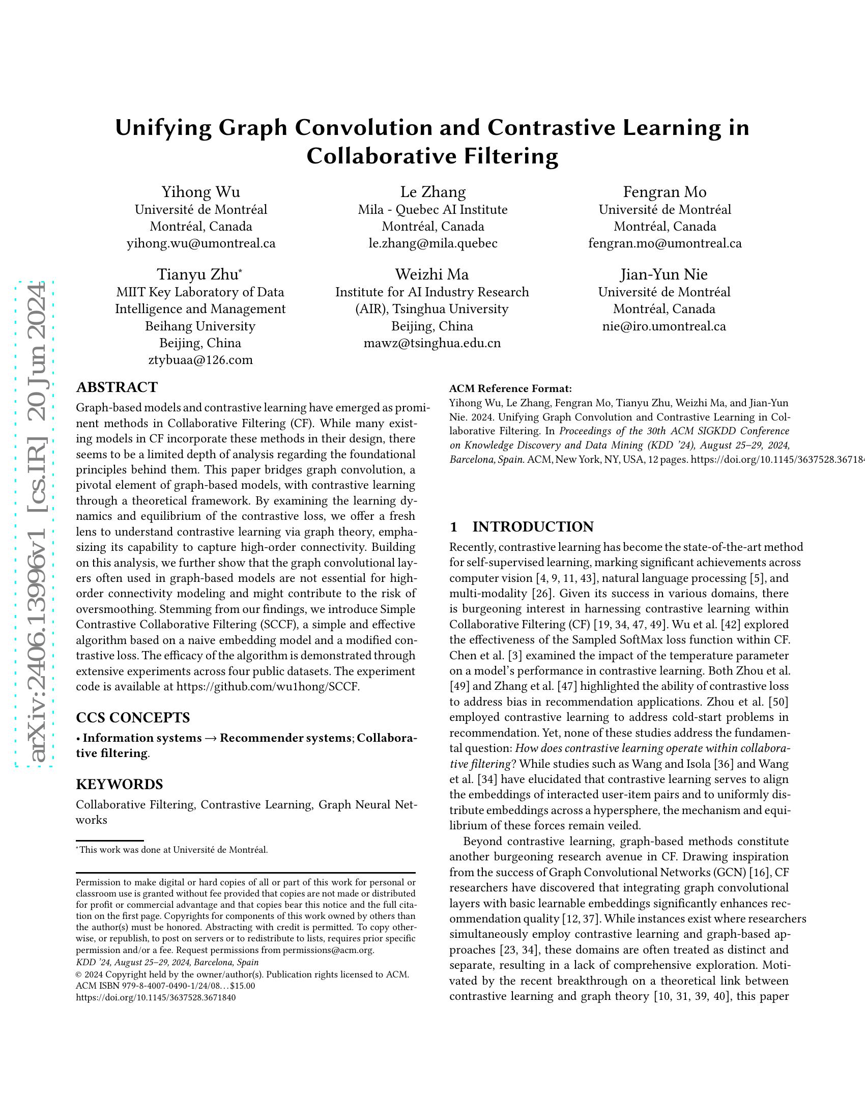 Unifying Graph Convolution and Contrastive Learning in Collaborative ...