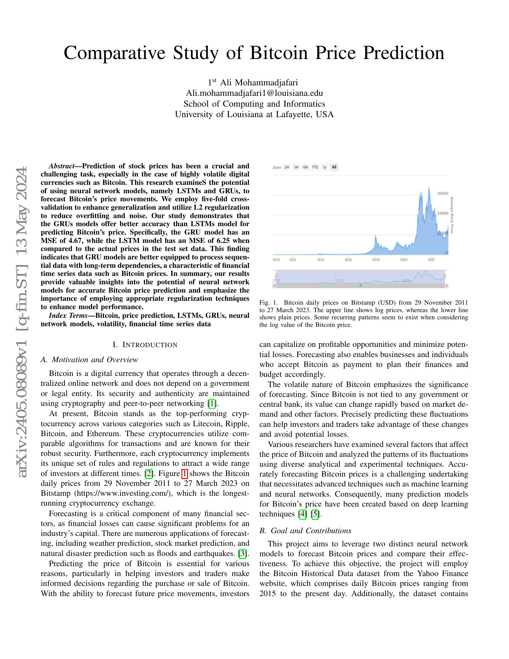 Comparative Study of Bitcoin Price Prediction - 智源社区论文