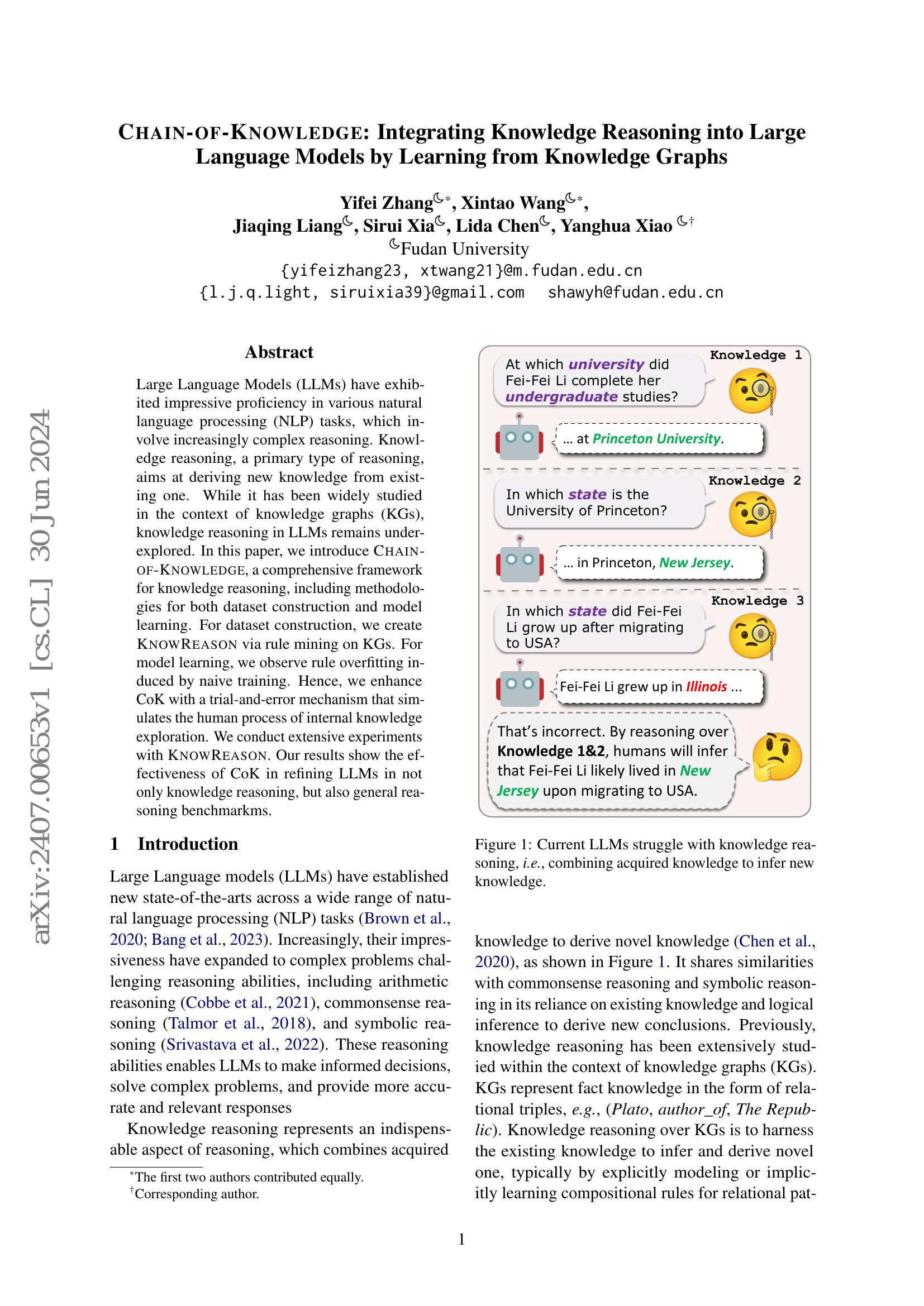 Chain-of-Knowledge: Integrating Knowledge Reasoning into Large Language ...