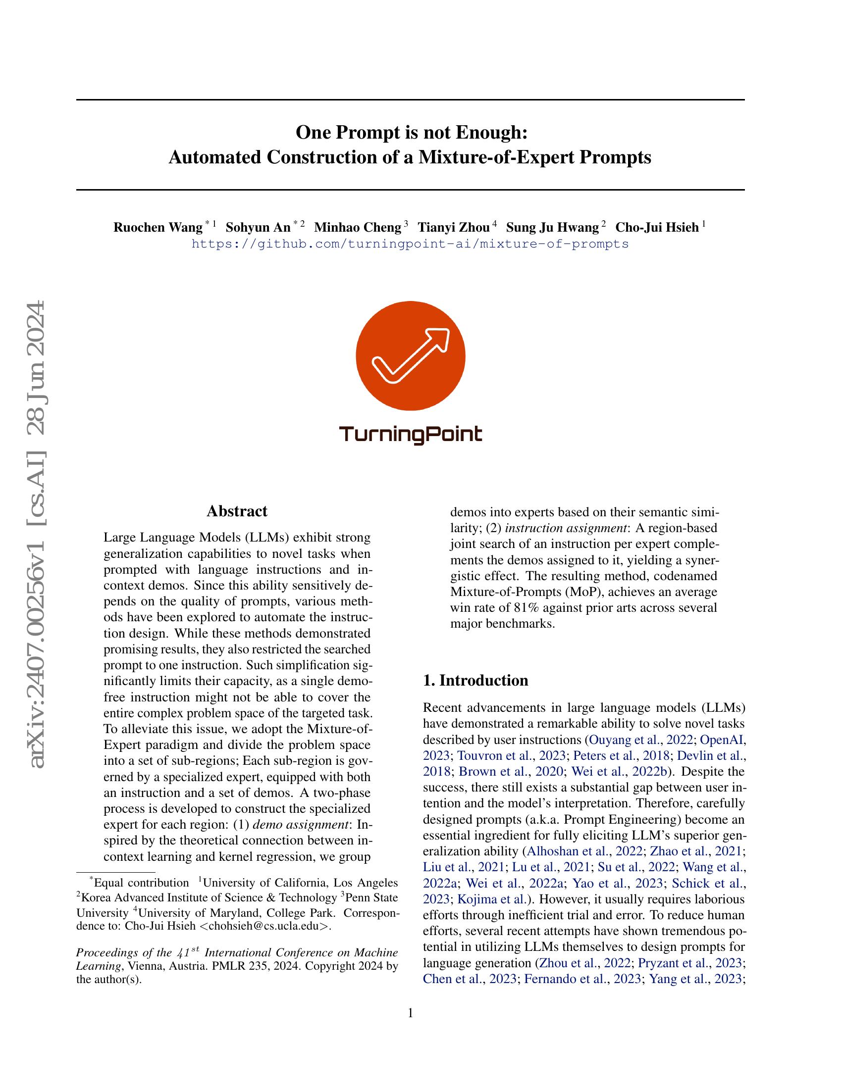One Prompt is not Enough: Automated Construction of a Mixture-of-Expert ...