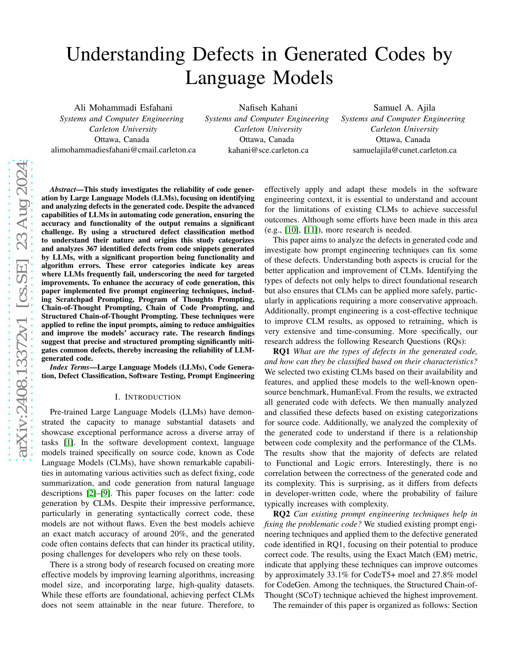 Understanding Defects in Generated Codes by Language Models - 智源社区论文
