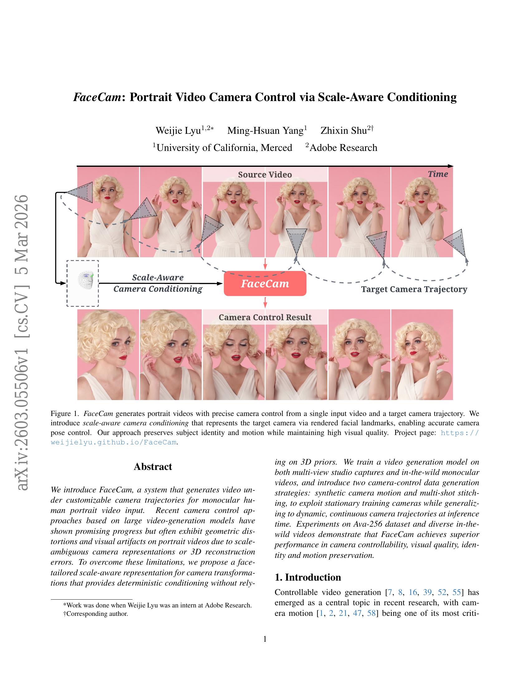 Controlling Performance Portrait FaceCam: Portrait Video Camera Control via Scale-Aware Conditioning - 智 ...