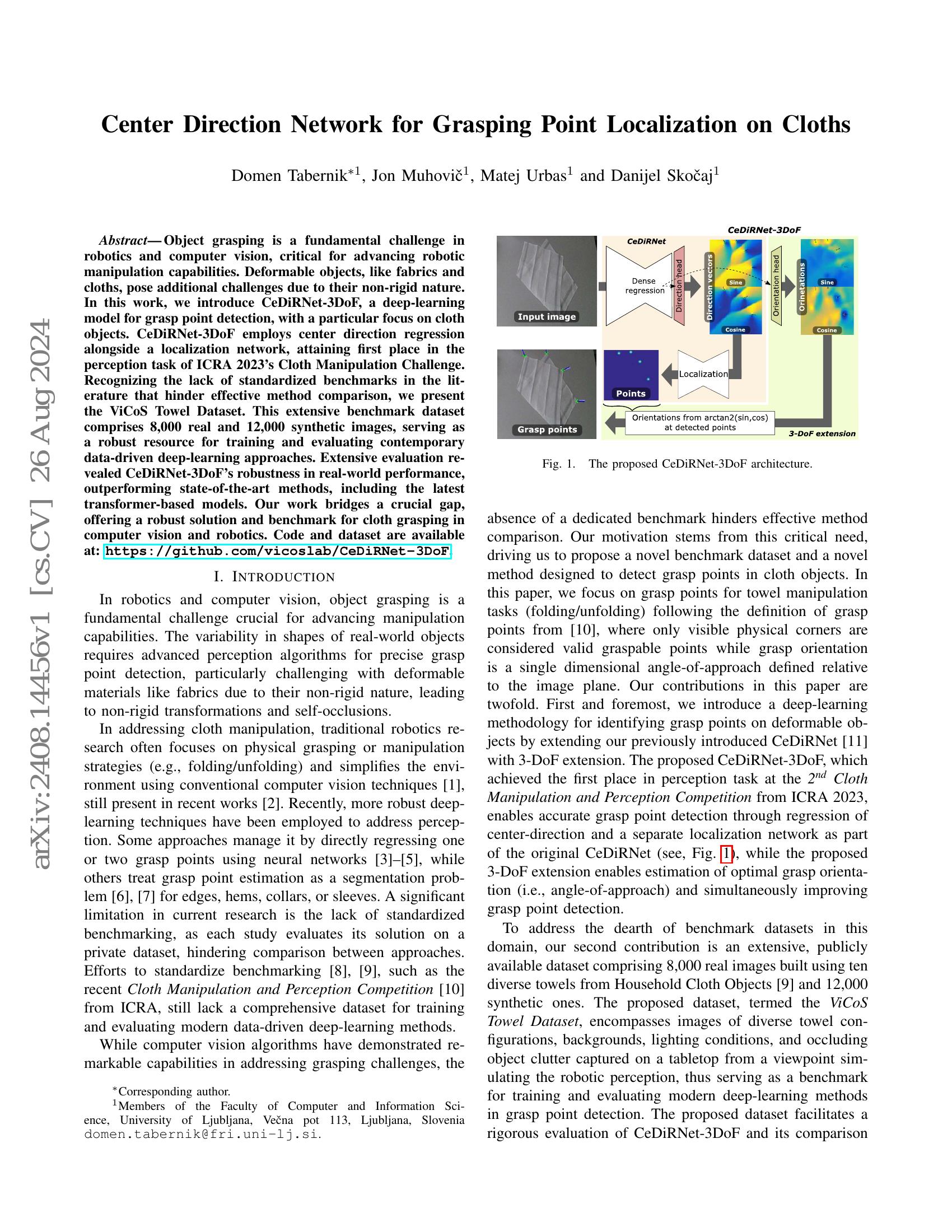 Center Direction Network for Grasping Point Localization on Cloths - 智源社区论文
