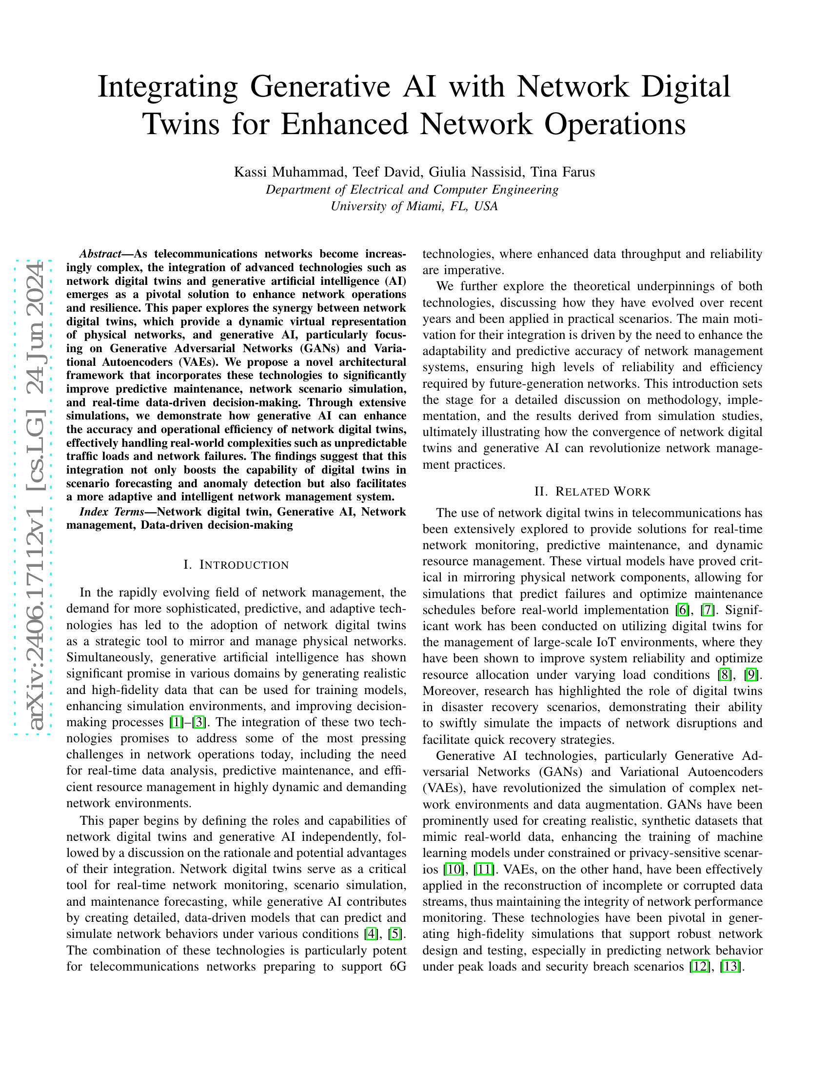 Integrating Generative AI with Network Digital Twins for Enhanced ...