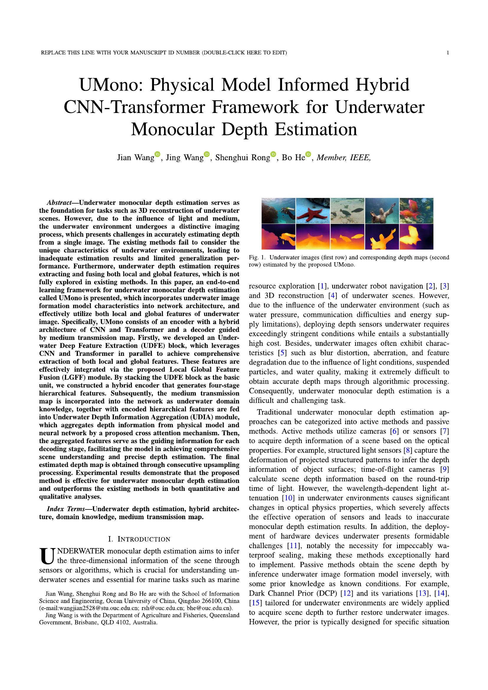 UMono: Physical Model Informed Hybrid CNN-Transformer Framework for ...