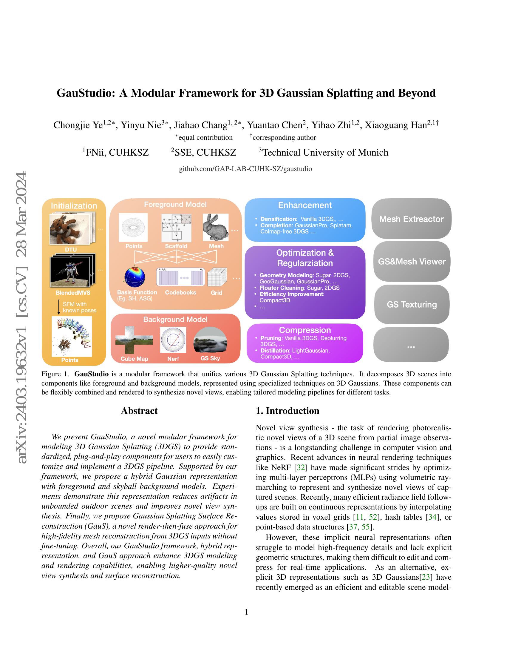 GauStudio: A Modular Framework for 3D Gaussian Splatting and Beyond - 智 ...