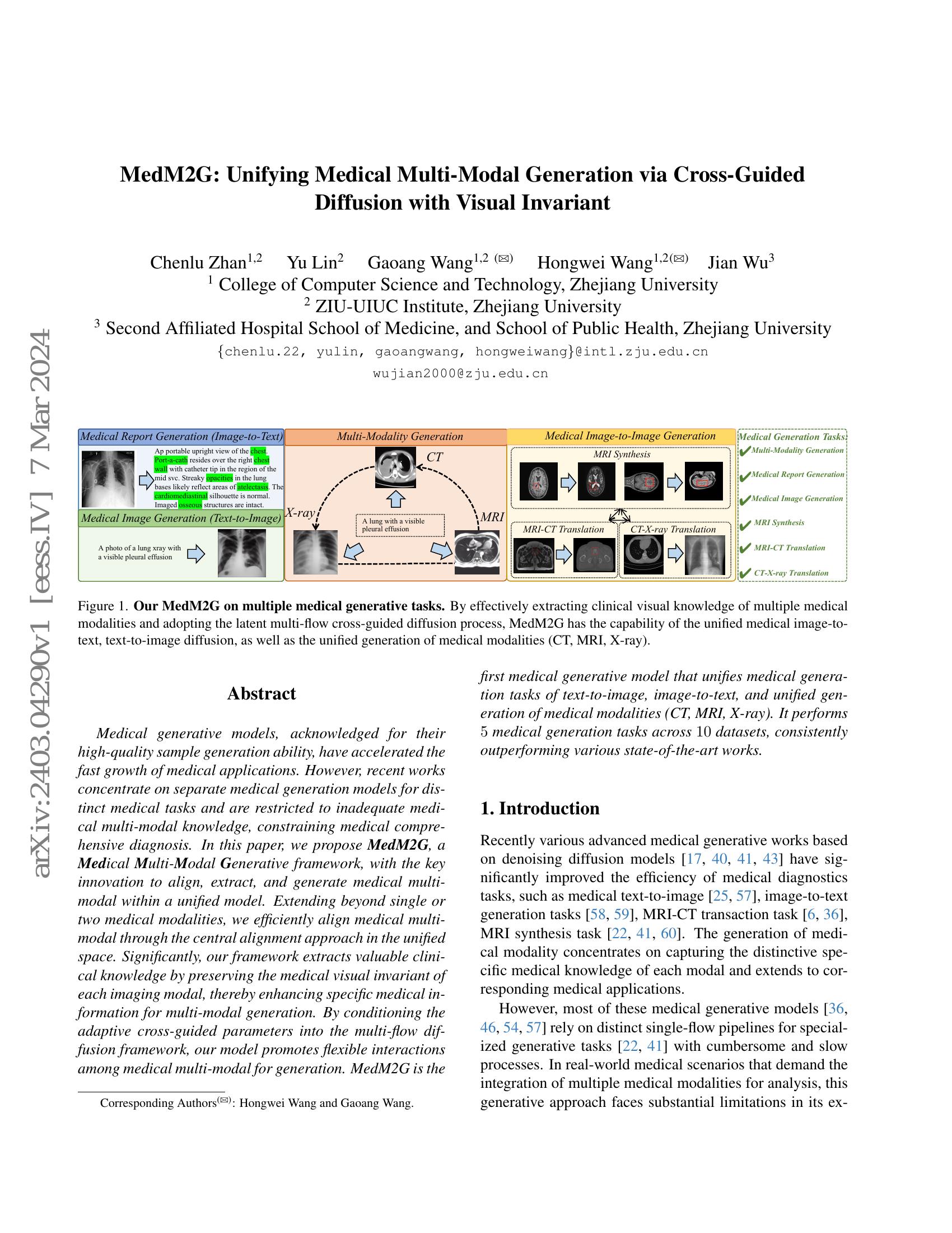 MedM2G: Unifying Medical Multi-Modal Generation via Cross-Guided ...