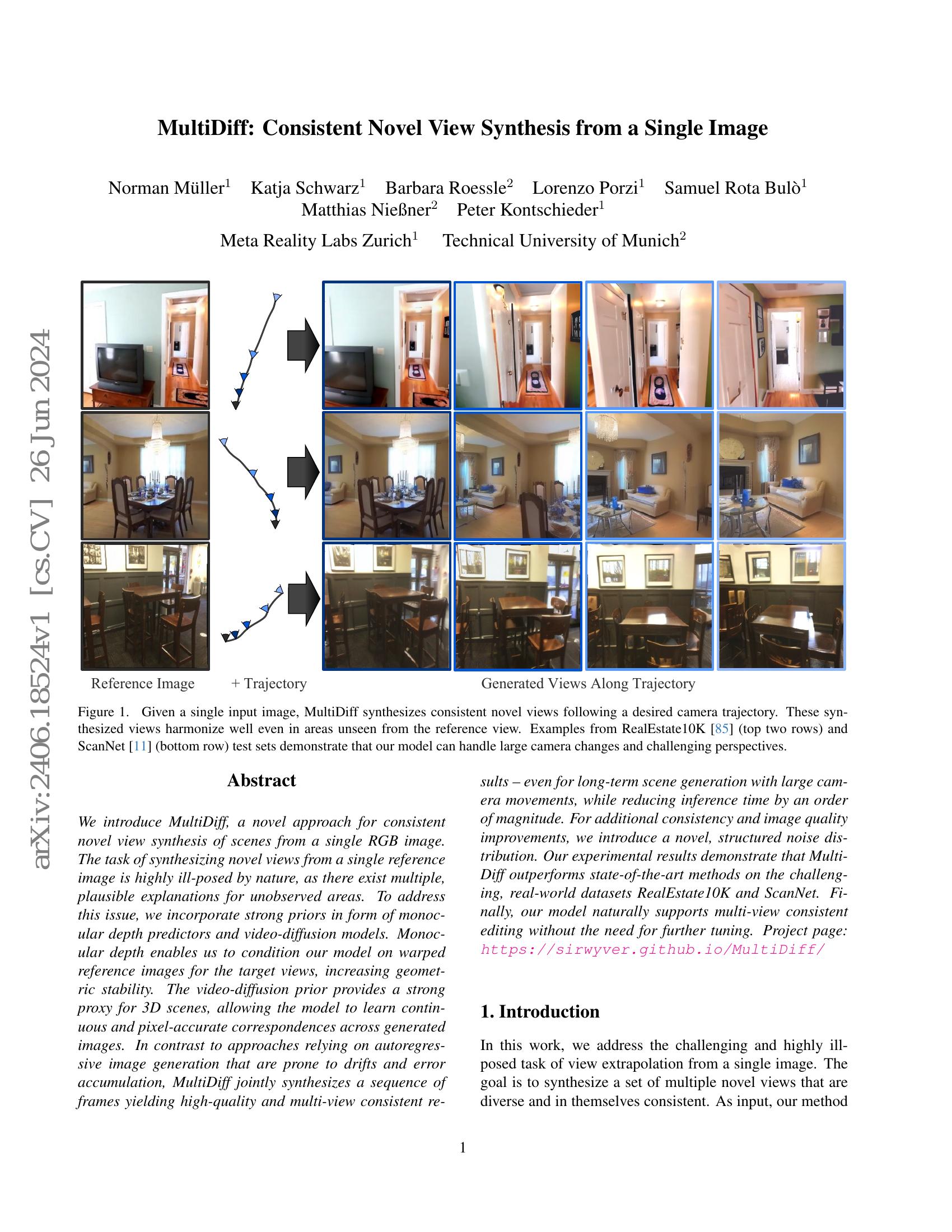 MultiDiff: Consistent Novel View Synthesis from a Single Image - 智源社区论文