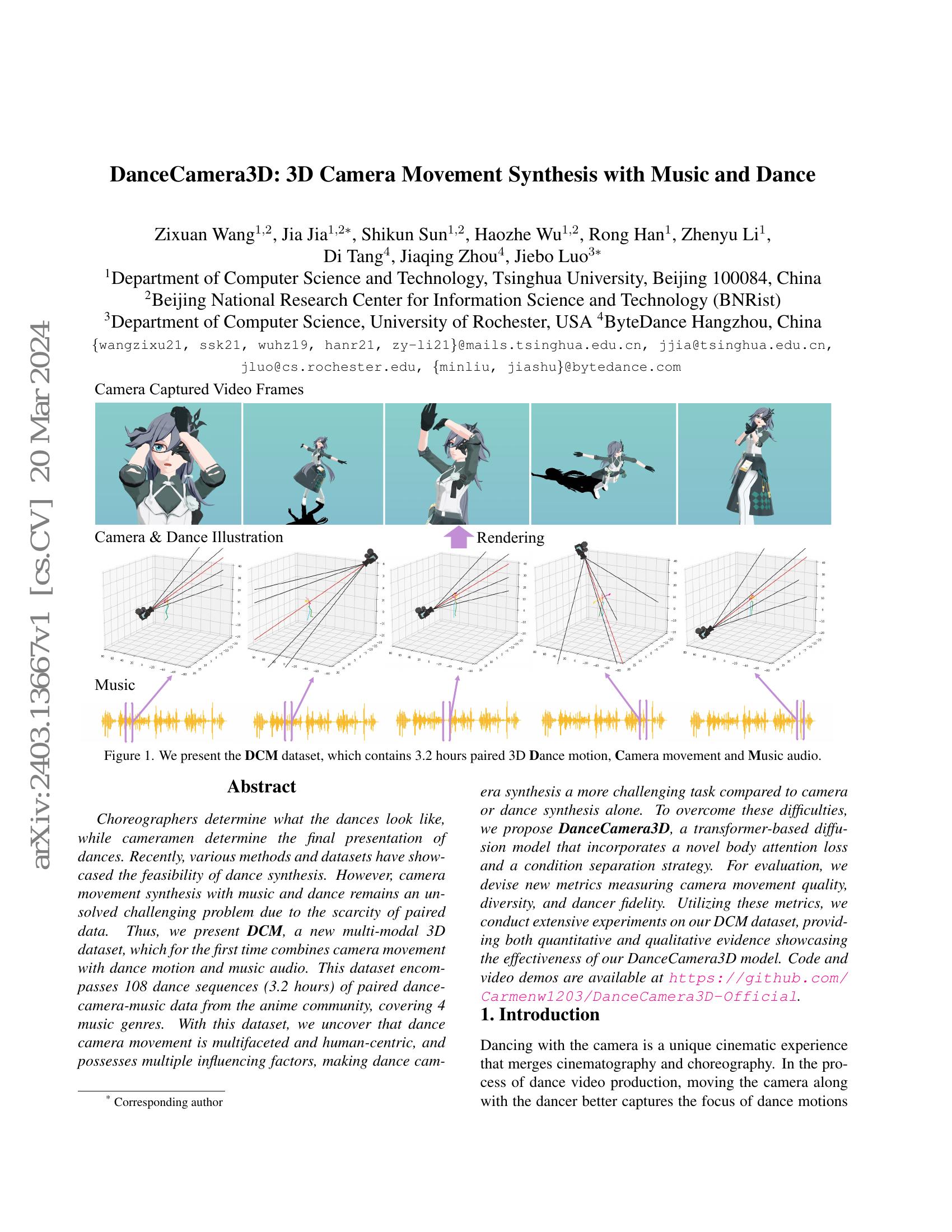 DanceCamera3D: 3D Camera Movement Synthesis with Music and Dance - 智源社区论文