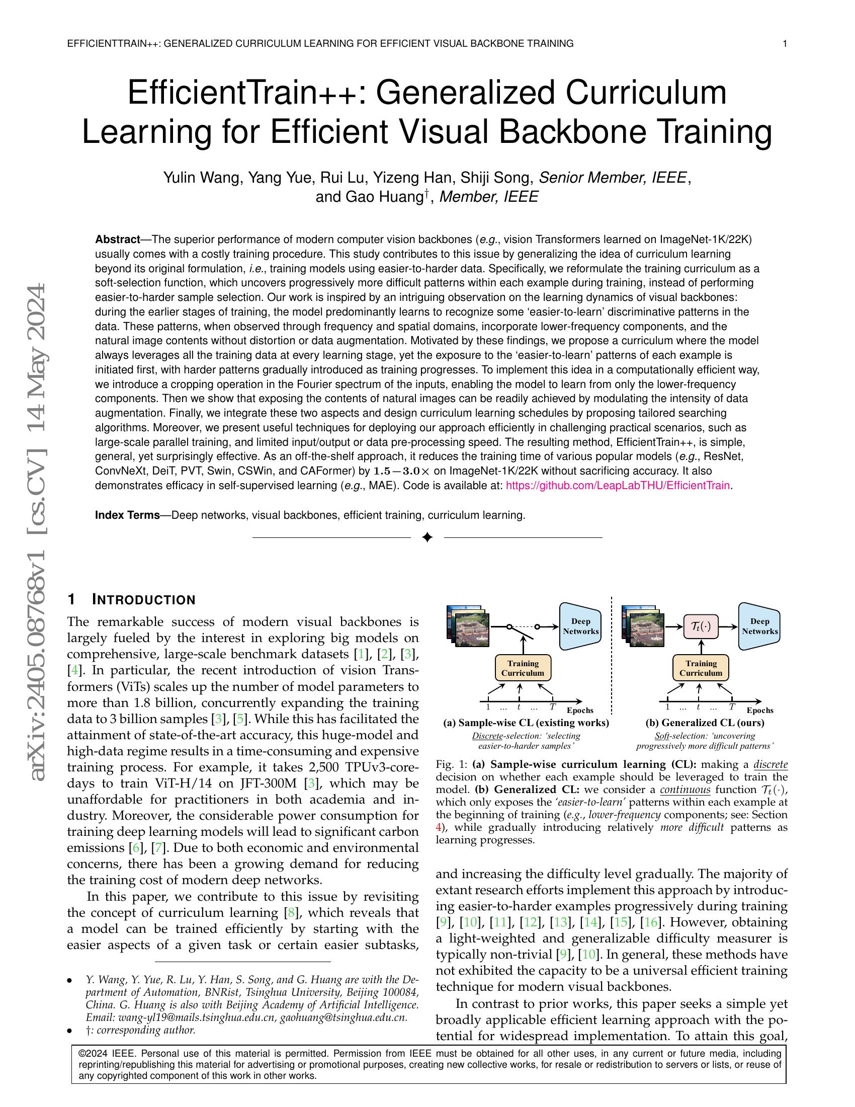 EfficientTrain++: Generalized Curriculum Learning for Efficient Visual ...