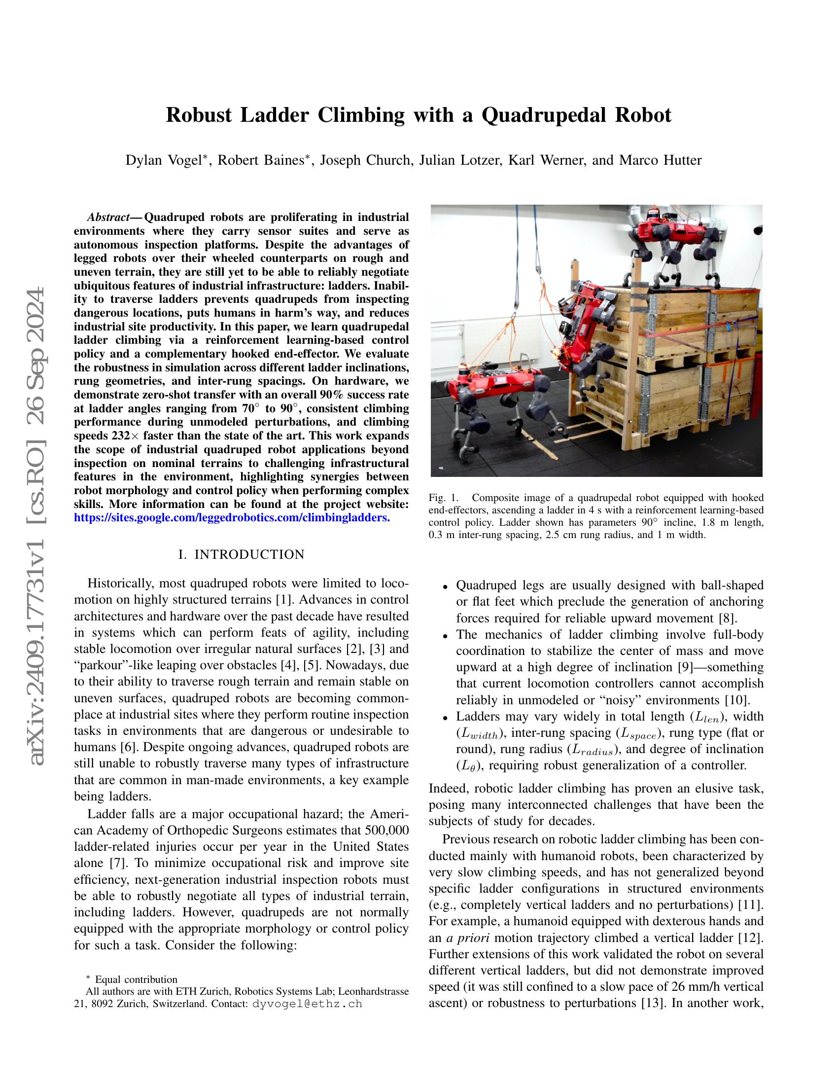 Robust Ladder Climbing with a Quadrupedal Robot - 智源社区论文