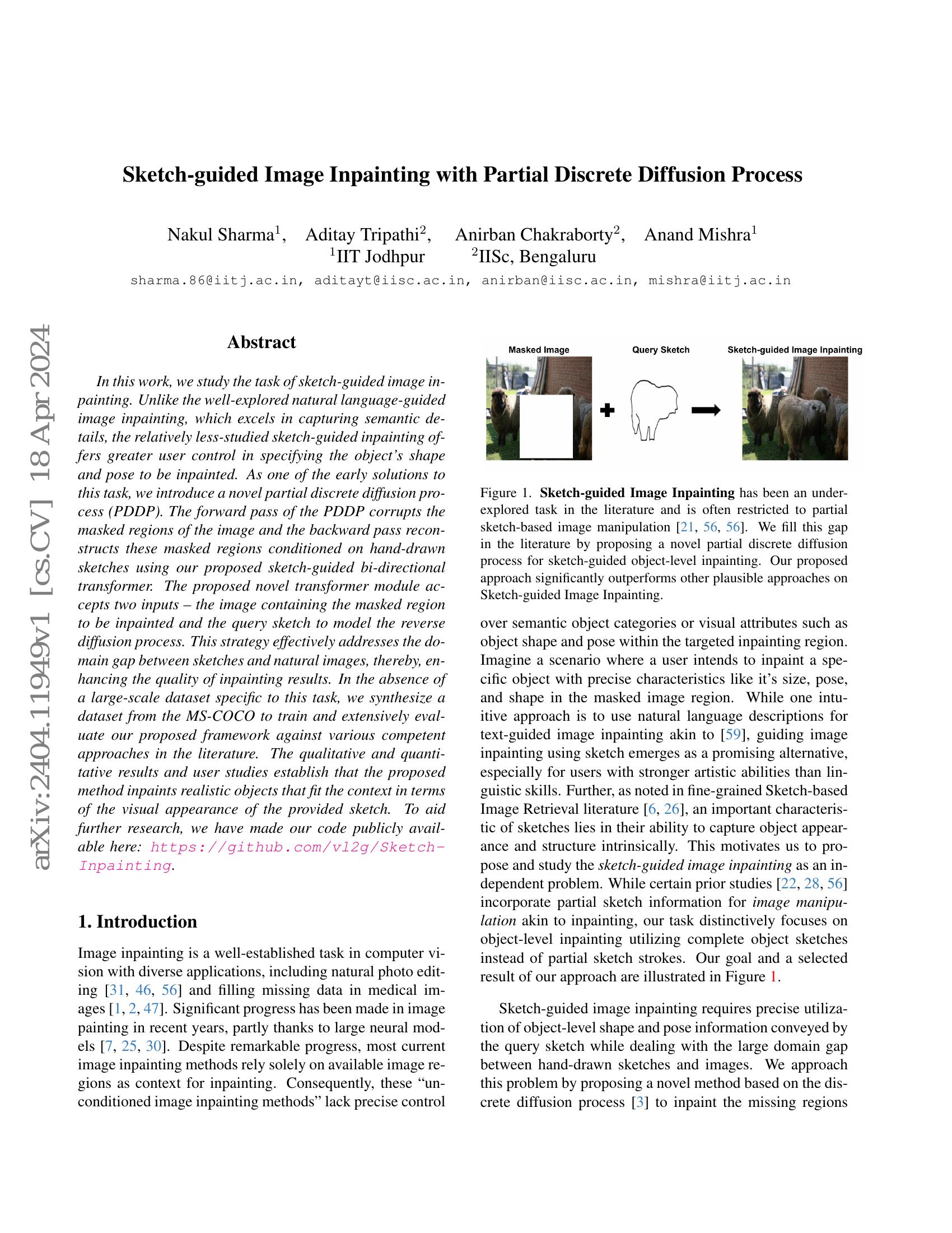 Sketch-guided Image Inpainting with Partial Discrete Diffusion Process ...