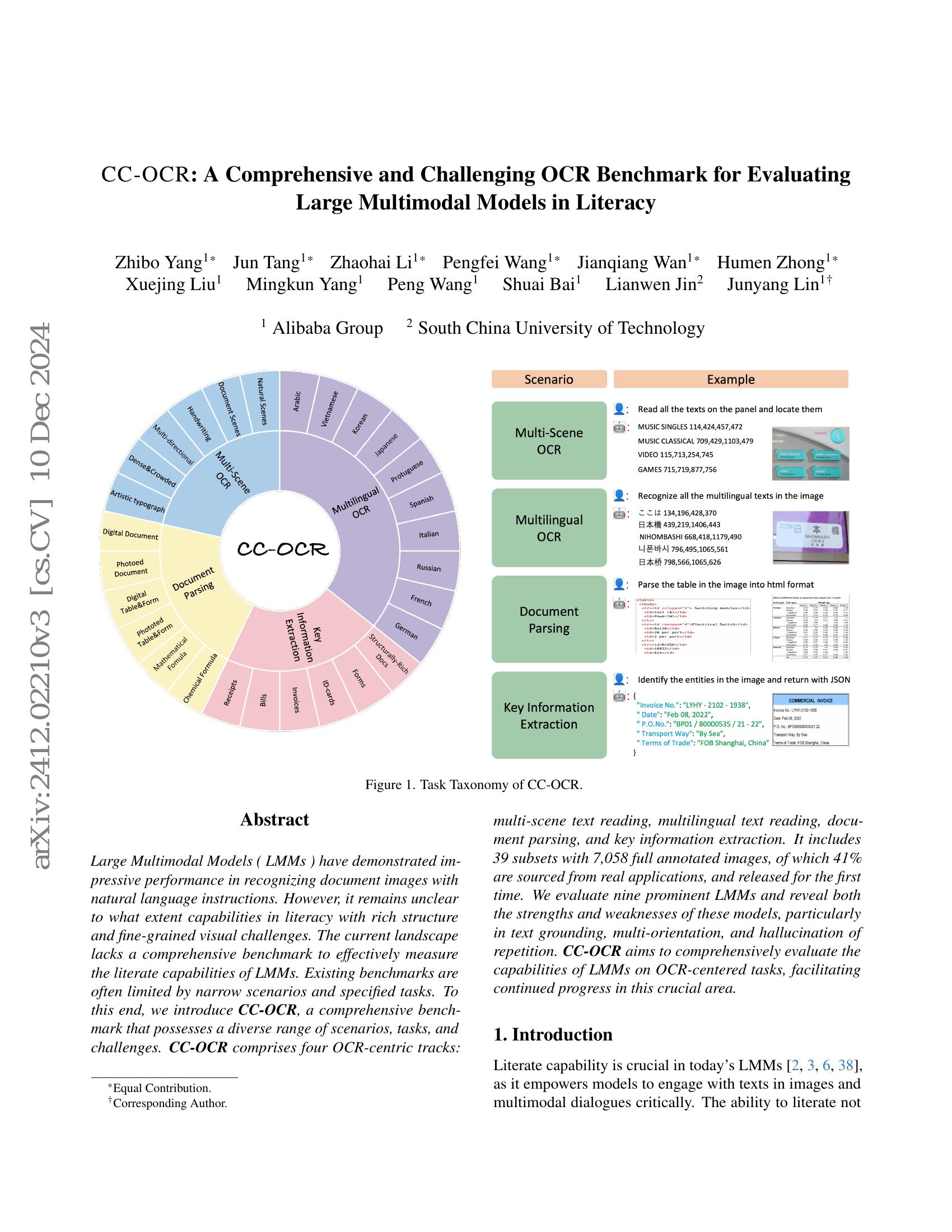 CC-OCR: A Comprehensive and Challenging OCR Benchmark for Evaluating ...