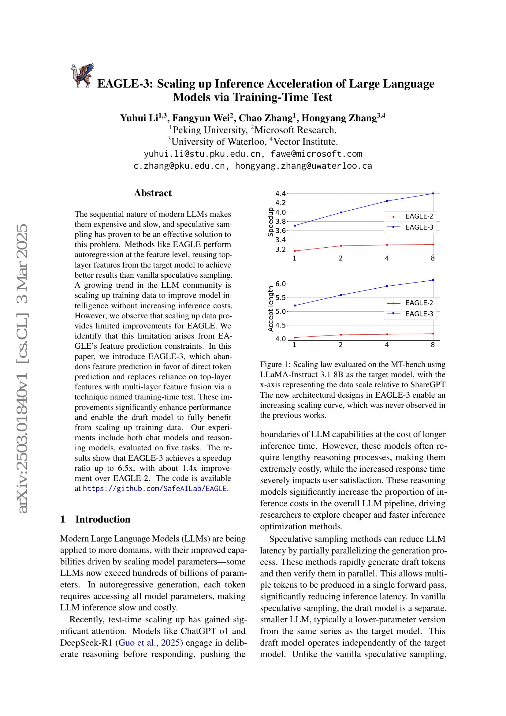 EAGLE-3: Scaling up Inference Acceleration of Large Language Models via ...