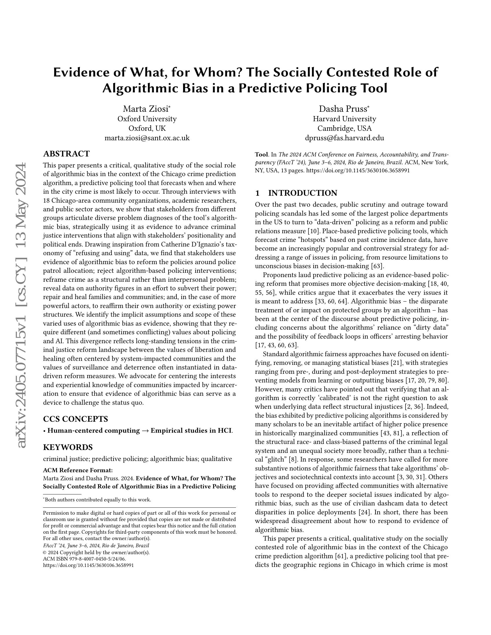 Evidence of What, for Whom? The Socially Contested Role of Algorithmic ...