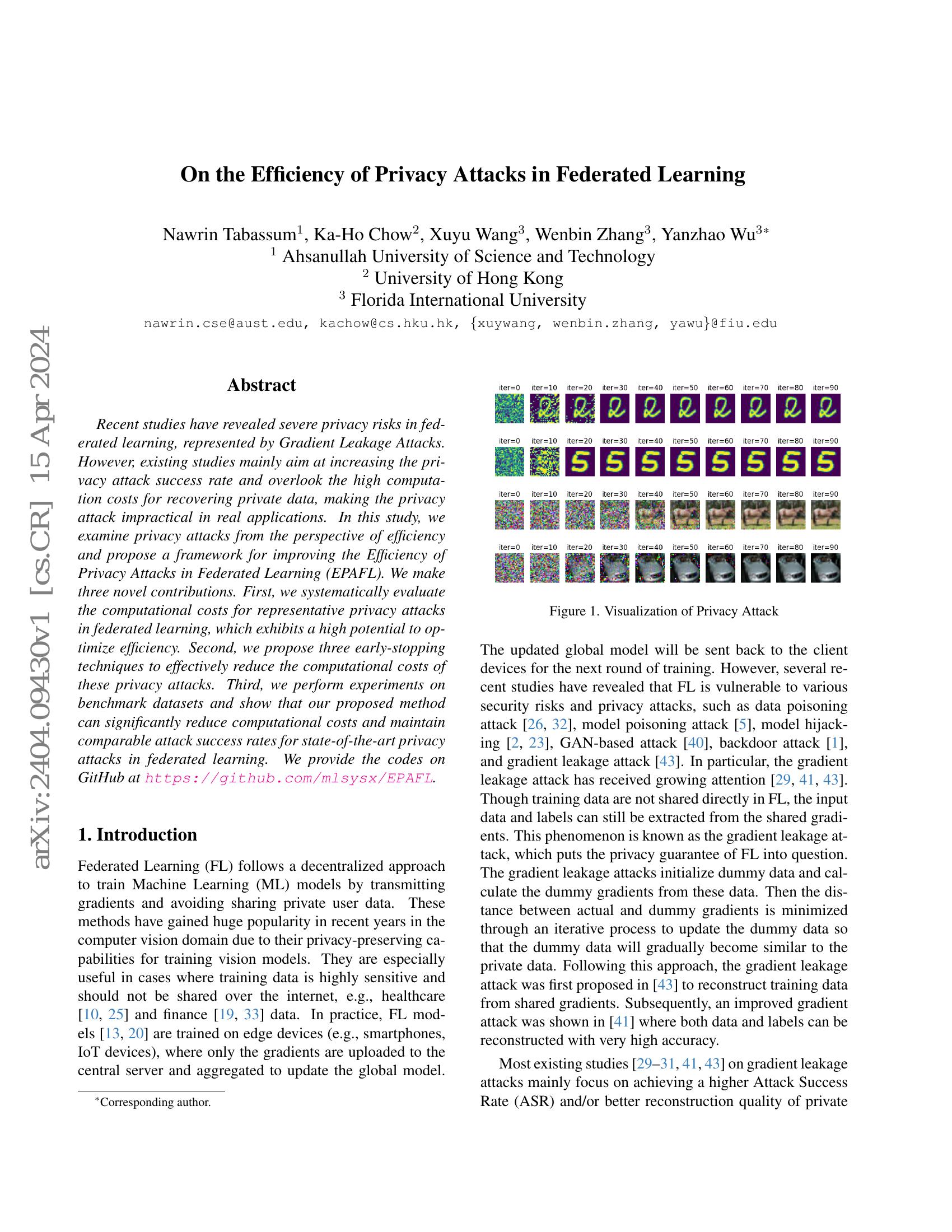 On the Efficiency of Privacy Attacks in Federated Learning - 智源社区论文