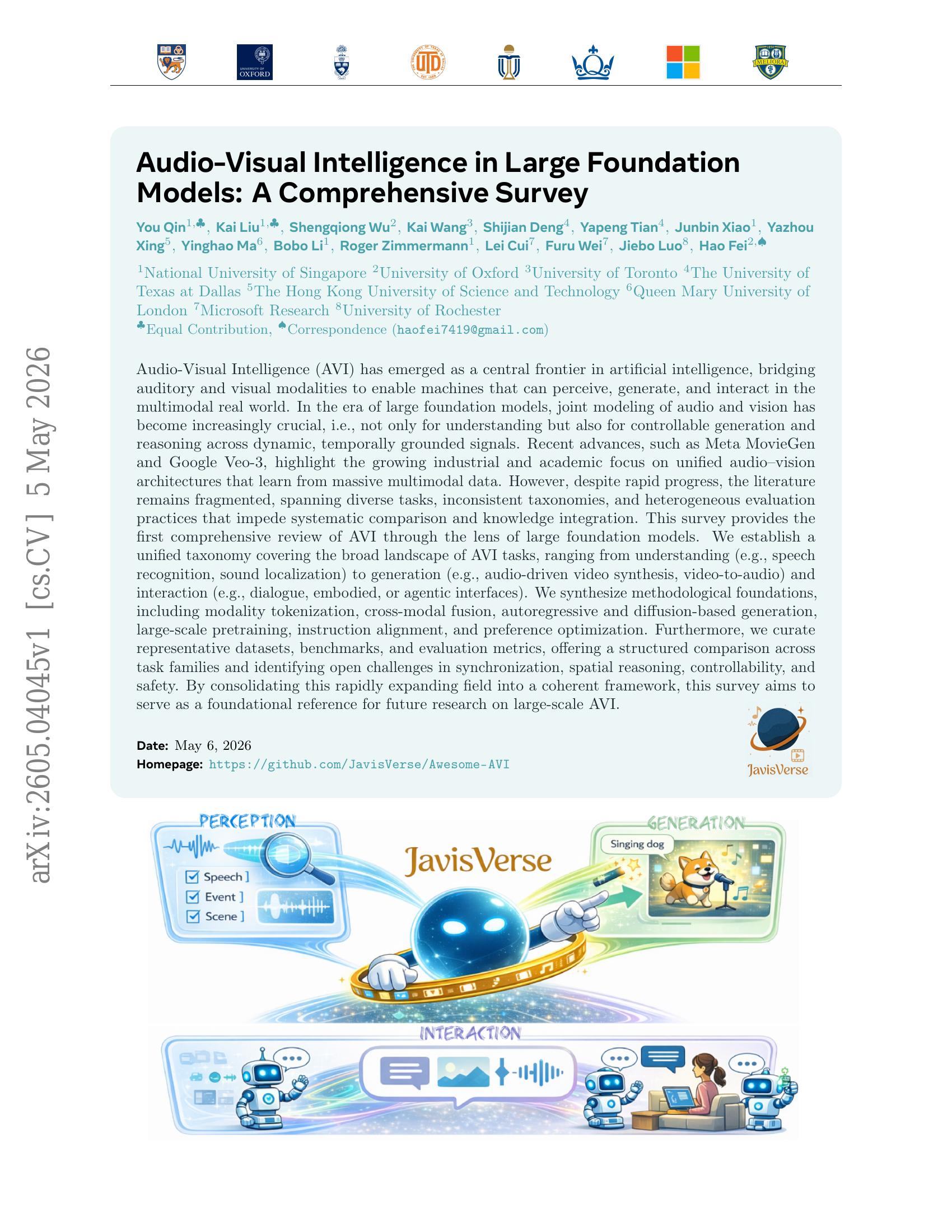Audio Visual Inellgence Audio-Visual Intelligence in Large Foundation Models - 智源社区论文
