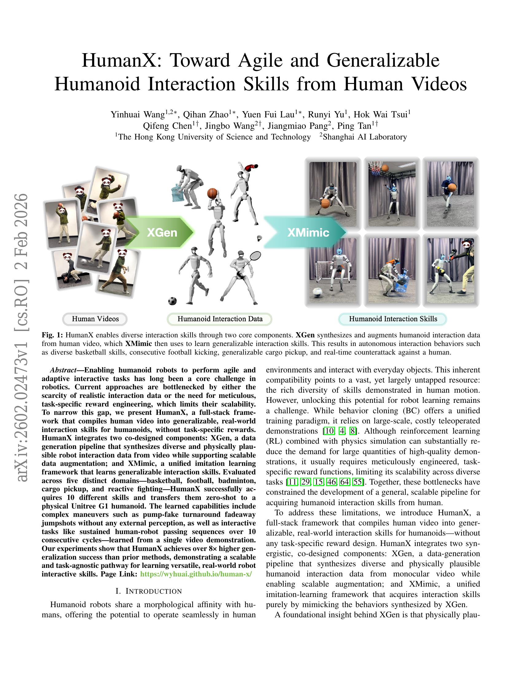 HumanX: Toward Agile and Generalizable Humanoid Interaction Skills from ...