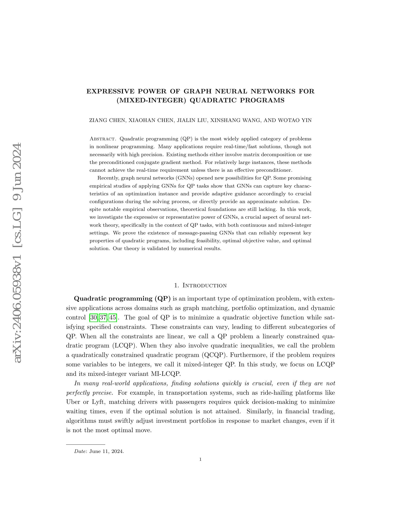 Expressive Power of Graph Neural Networks for (Mixed-Integer) Quadratic ...