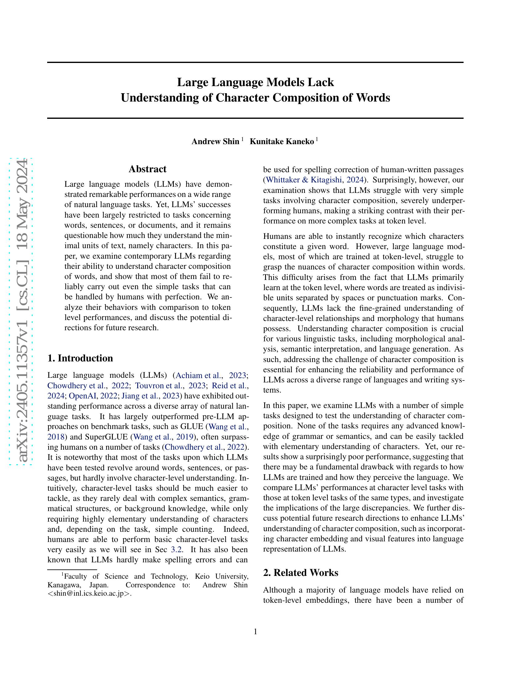 Large Language Models Lack Understanding of Character Composition of ...