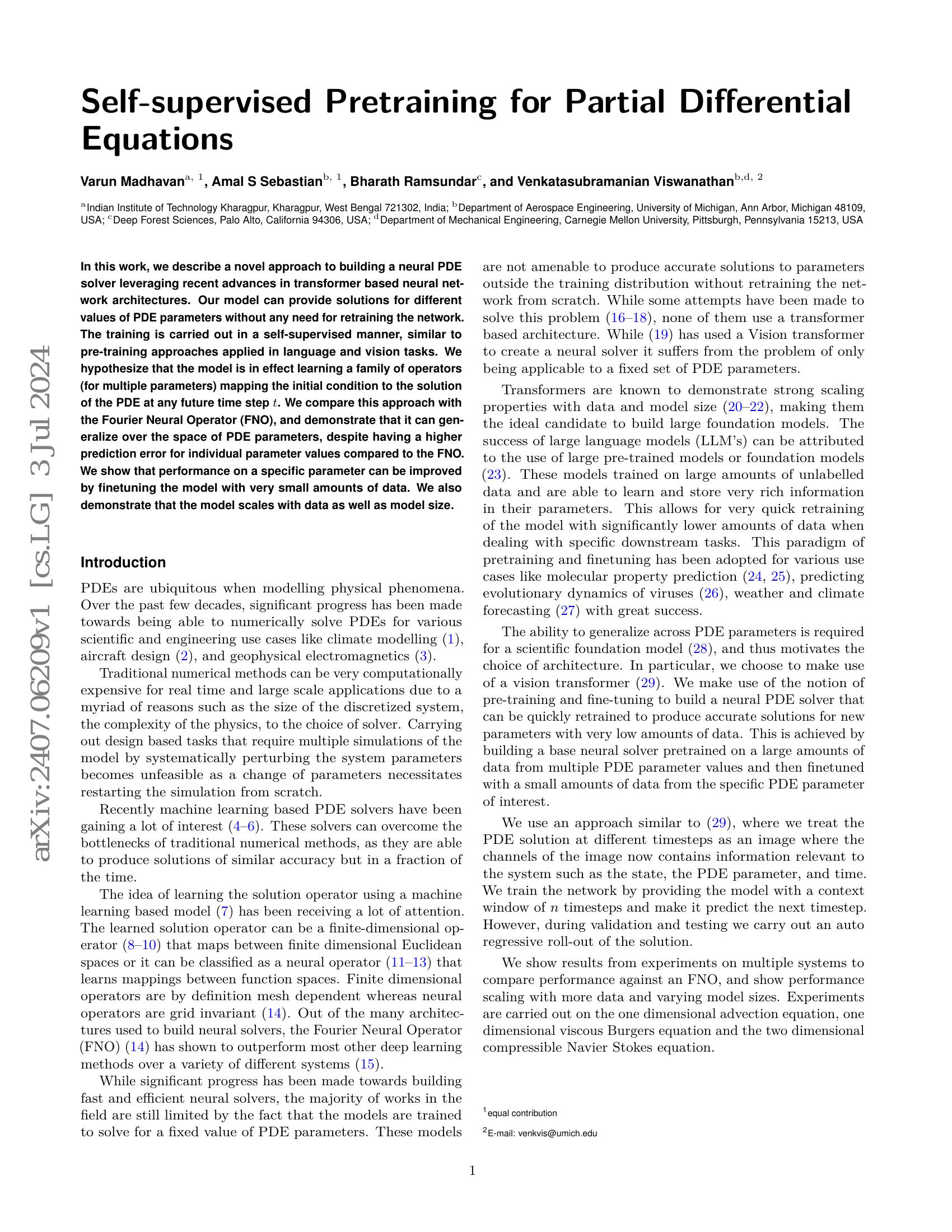 Self-supervised Pretraining for Partial Differential Equations - 智源社区论文