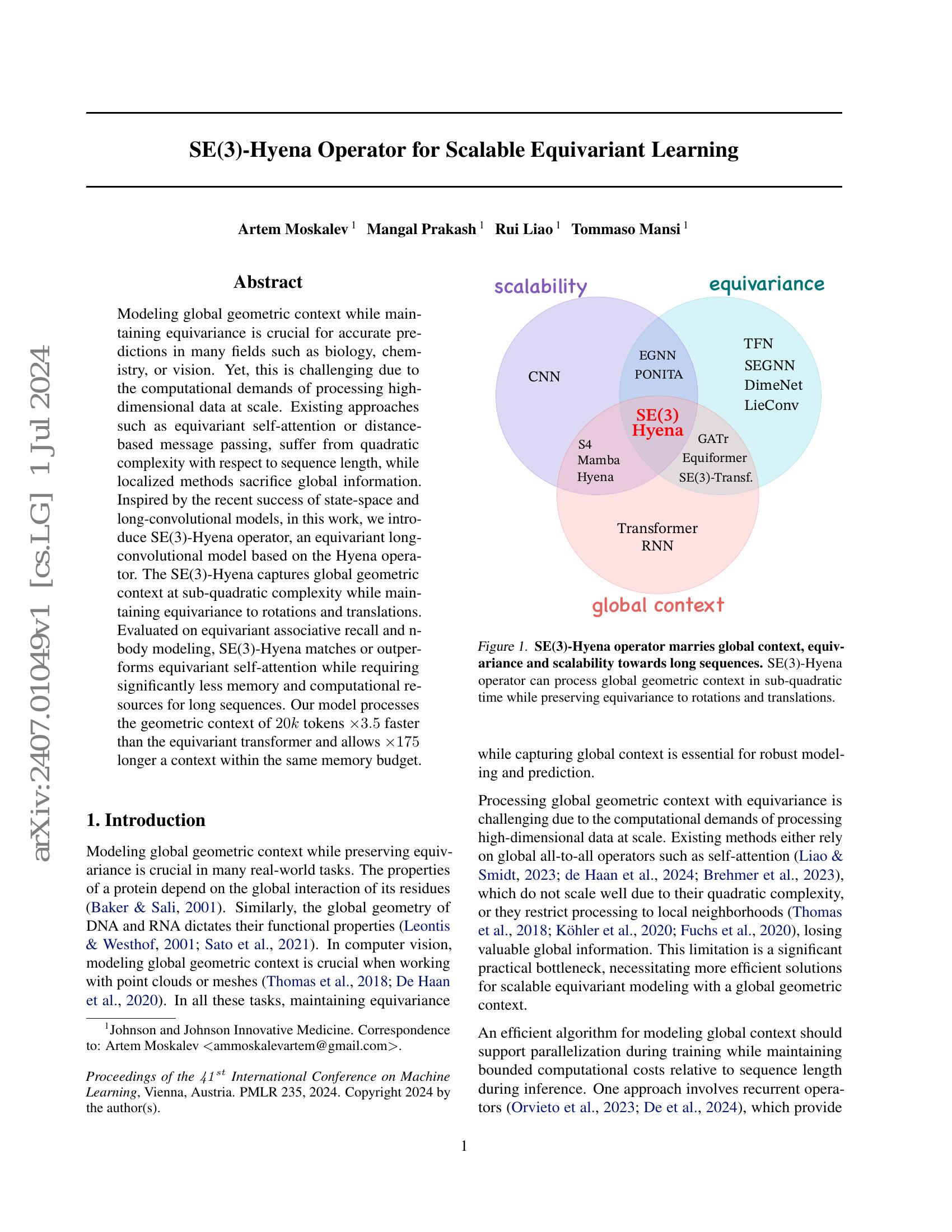 SE(3)-Hyena Operator for Scalable Equivariant Learning - 智源社区论文