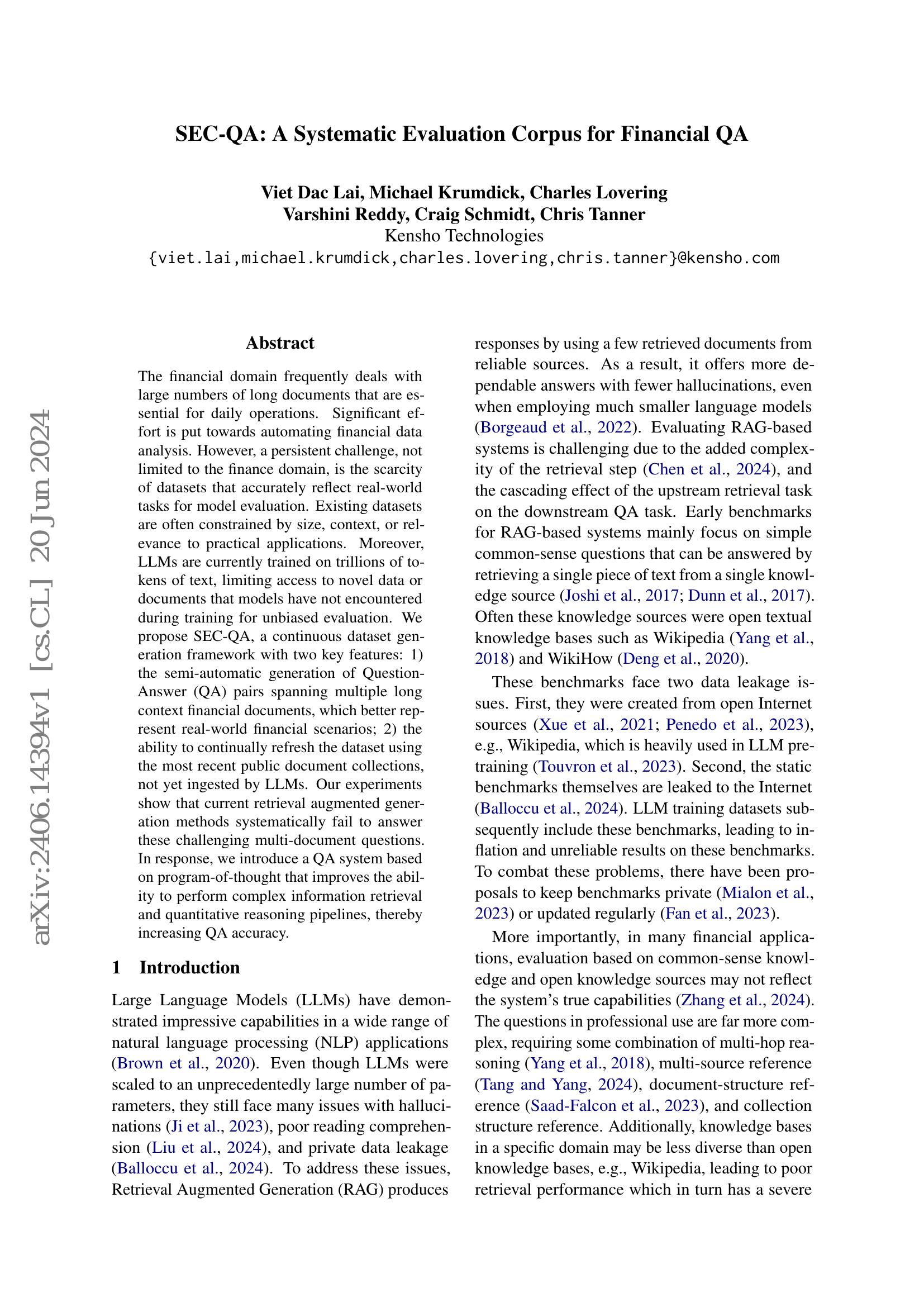 SEC-QA: A Systematic Evaluation Corpus for Financial QA - 智源社区论文